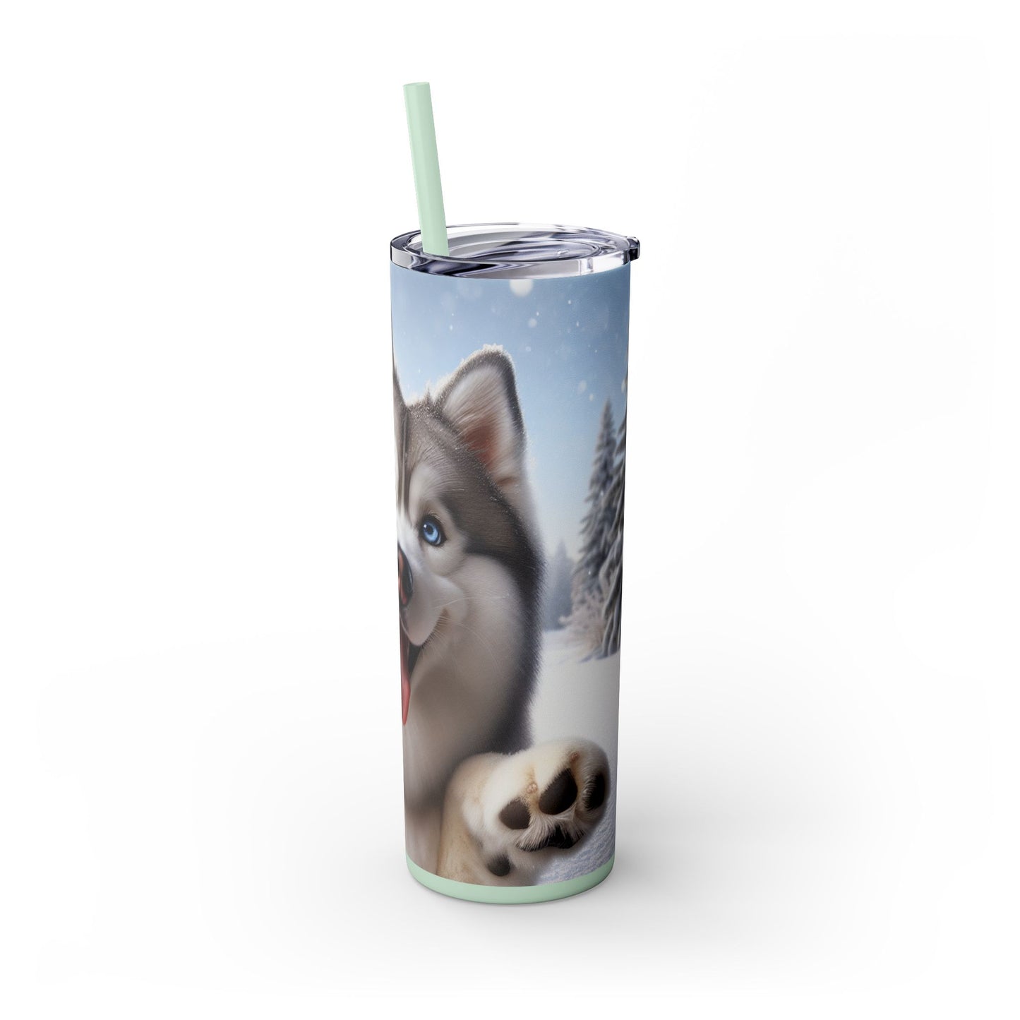 Siberian Husky Skinny Tumbler with Straw, 20oz