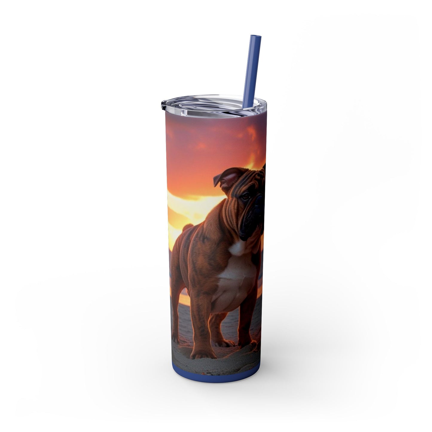 Bulldog Love Skinny Tumbler with Straw, 20oz