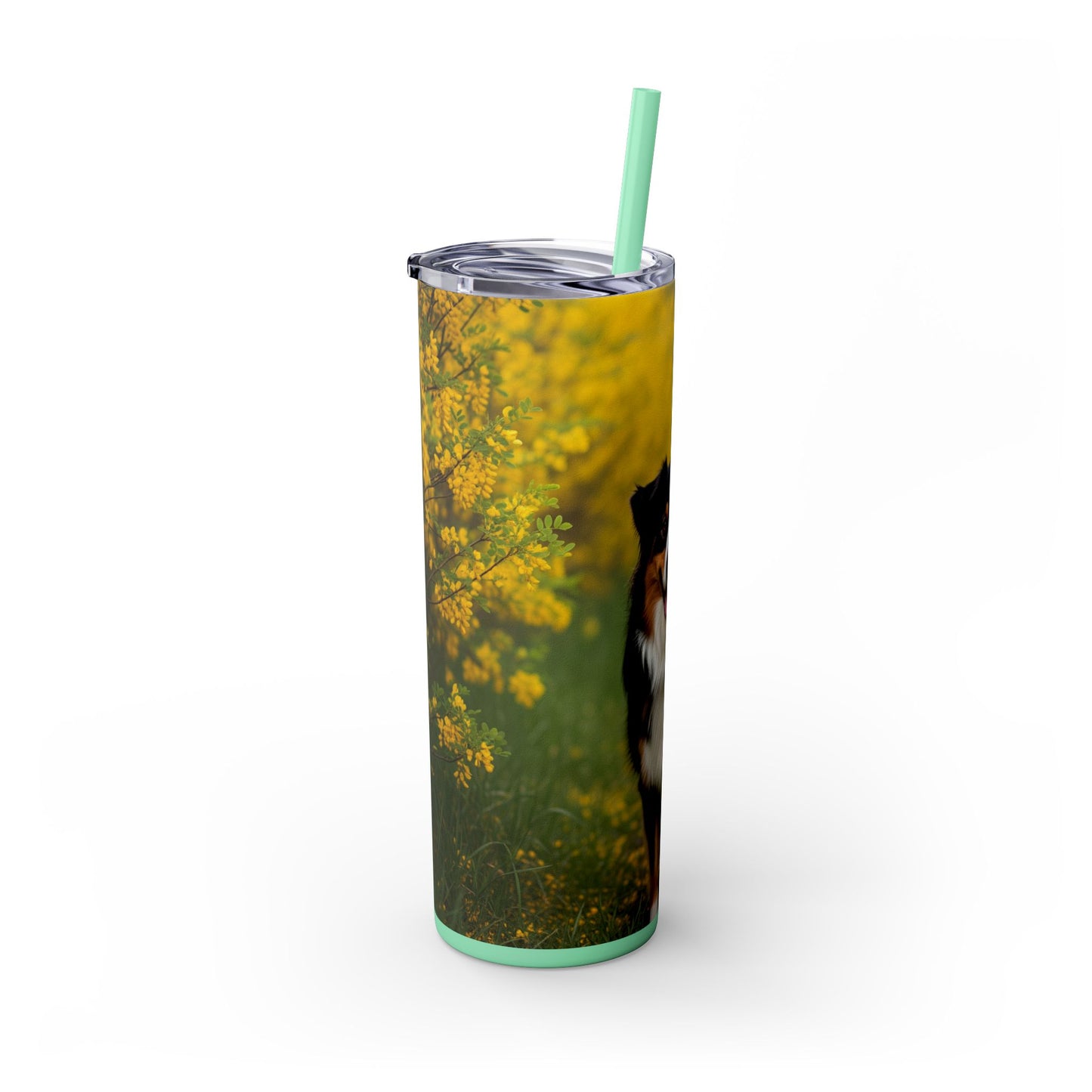 Australian Shepherd Skinny Tumbler with Straw, 20oz