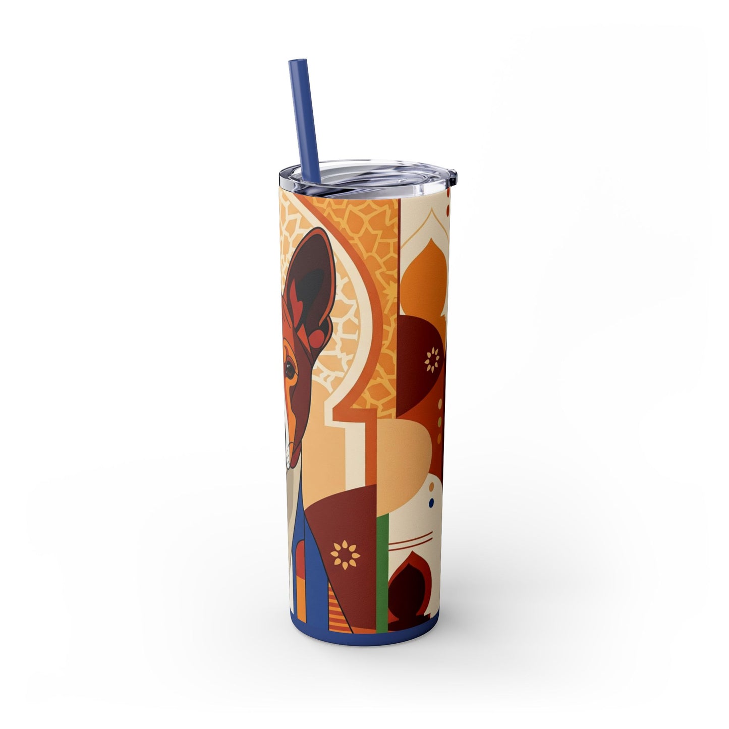 Basenji Skinny Tumbler with Straw, 20oz