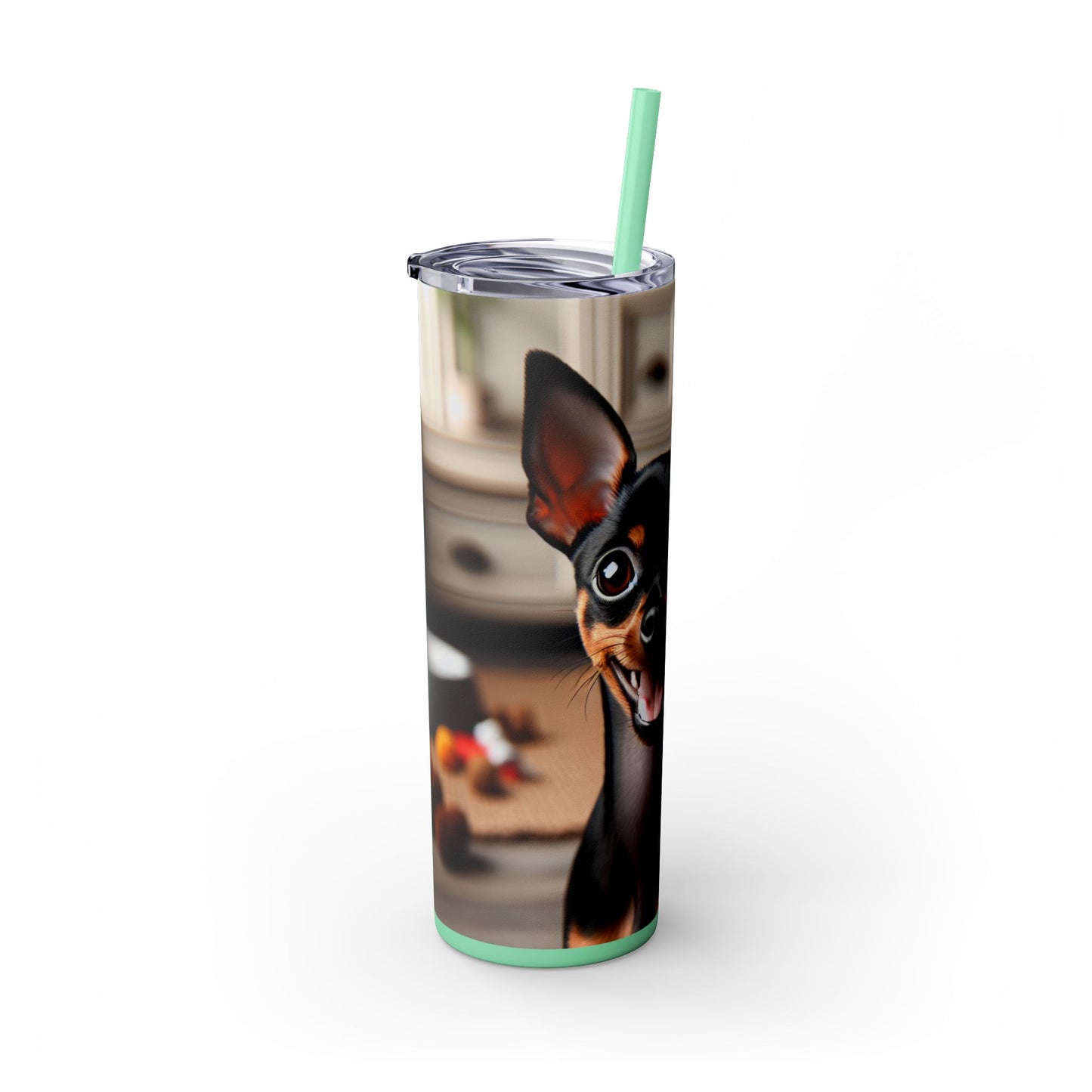 English Toy Terrier Tumbler with Straw, 20oz
