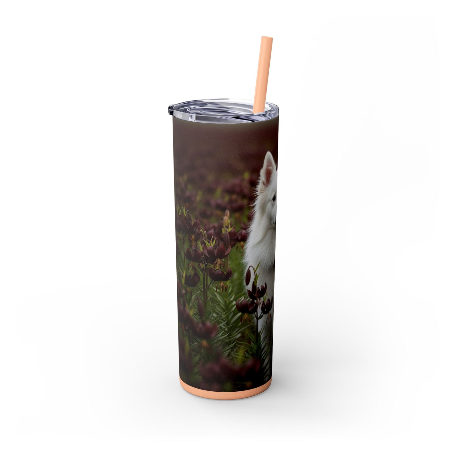 American Eskimo Dog Skinny Tumbler with Straw, 20oz