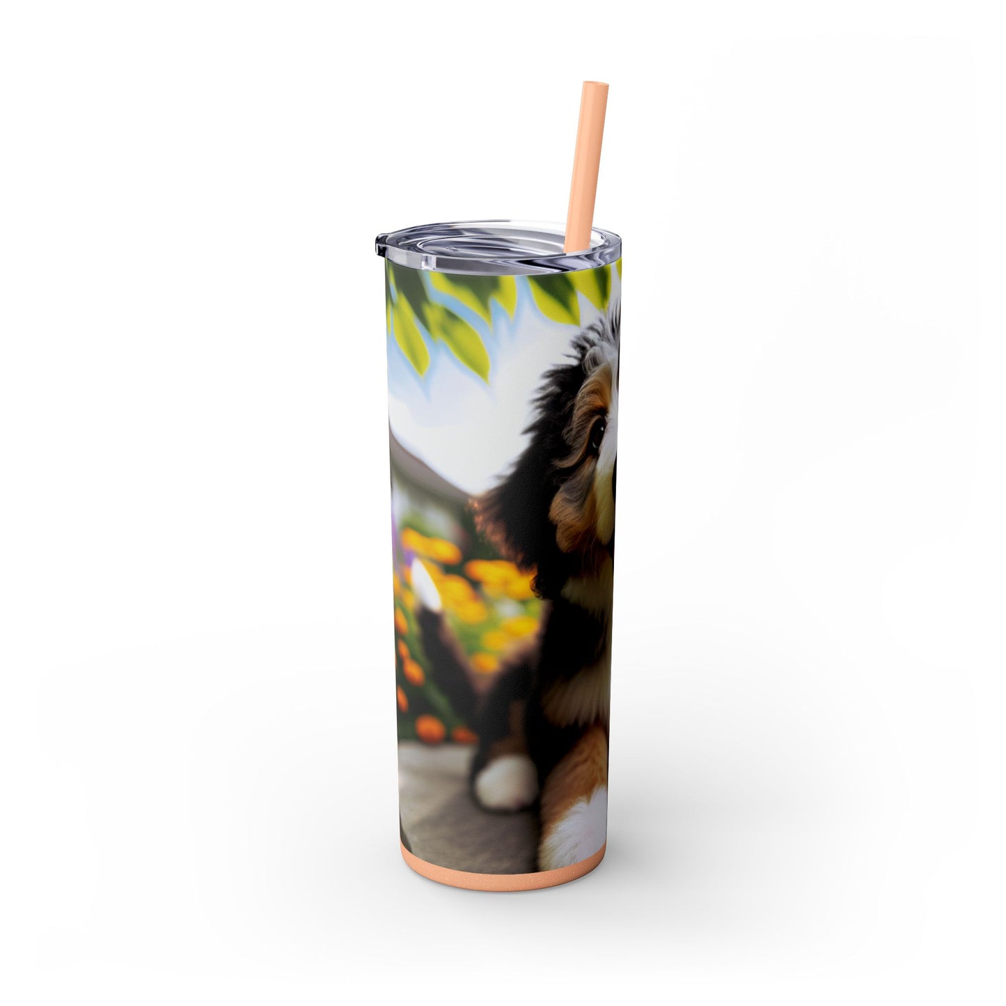 Bernedoodle Skinny Tumbler with Straw, 20oz