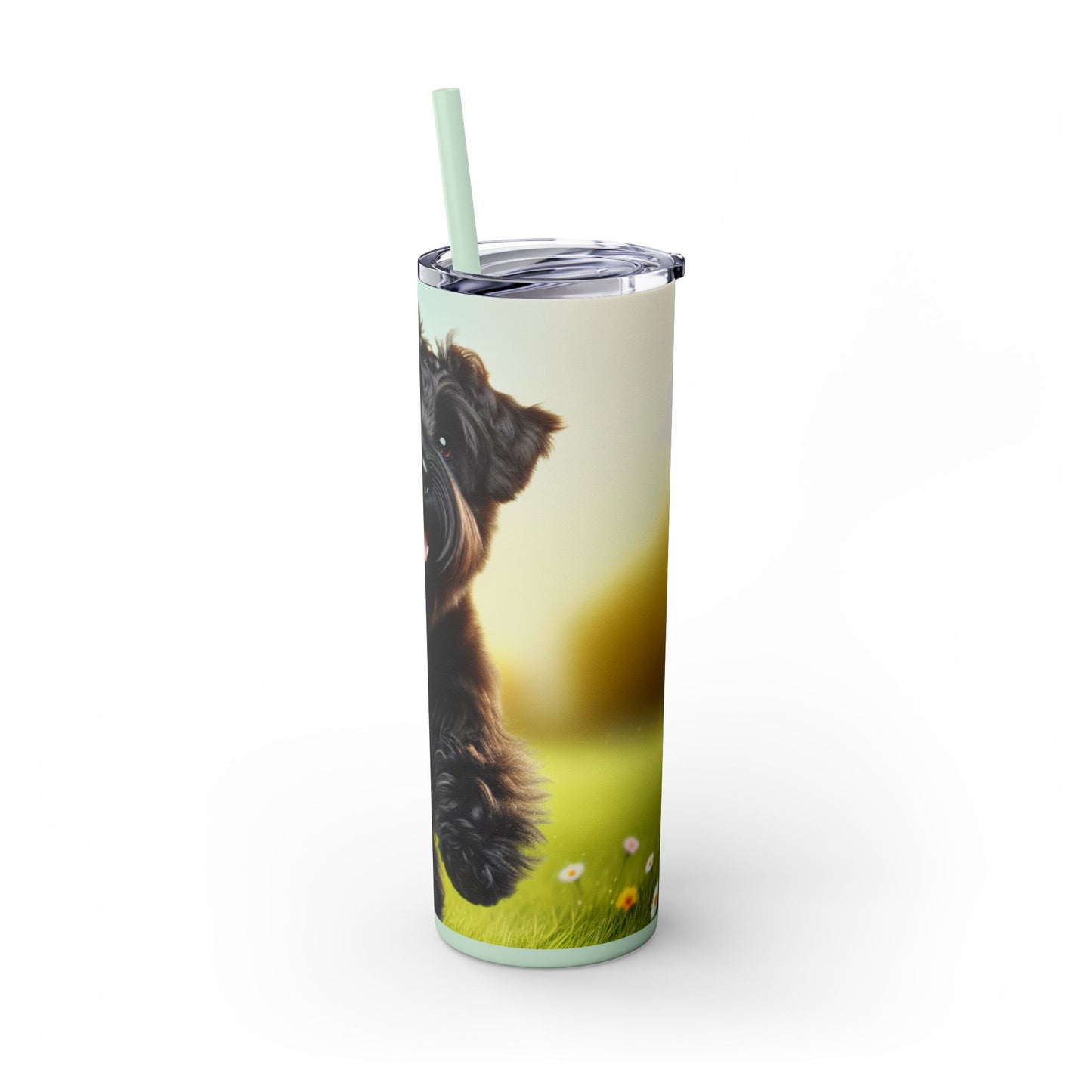 Russian Black Terrier Skinny Tumbler with Straw, 20oz