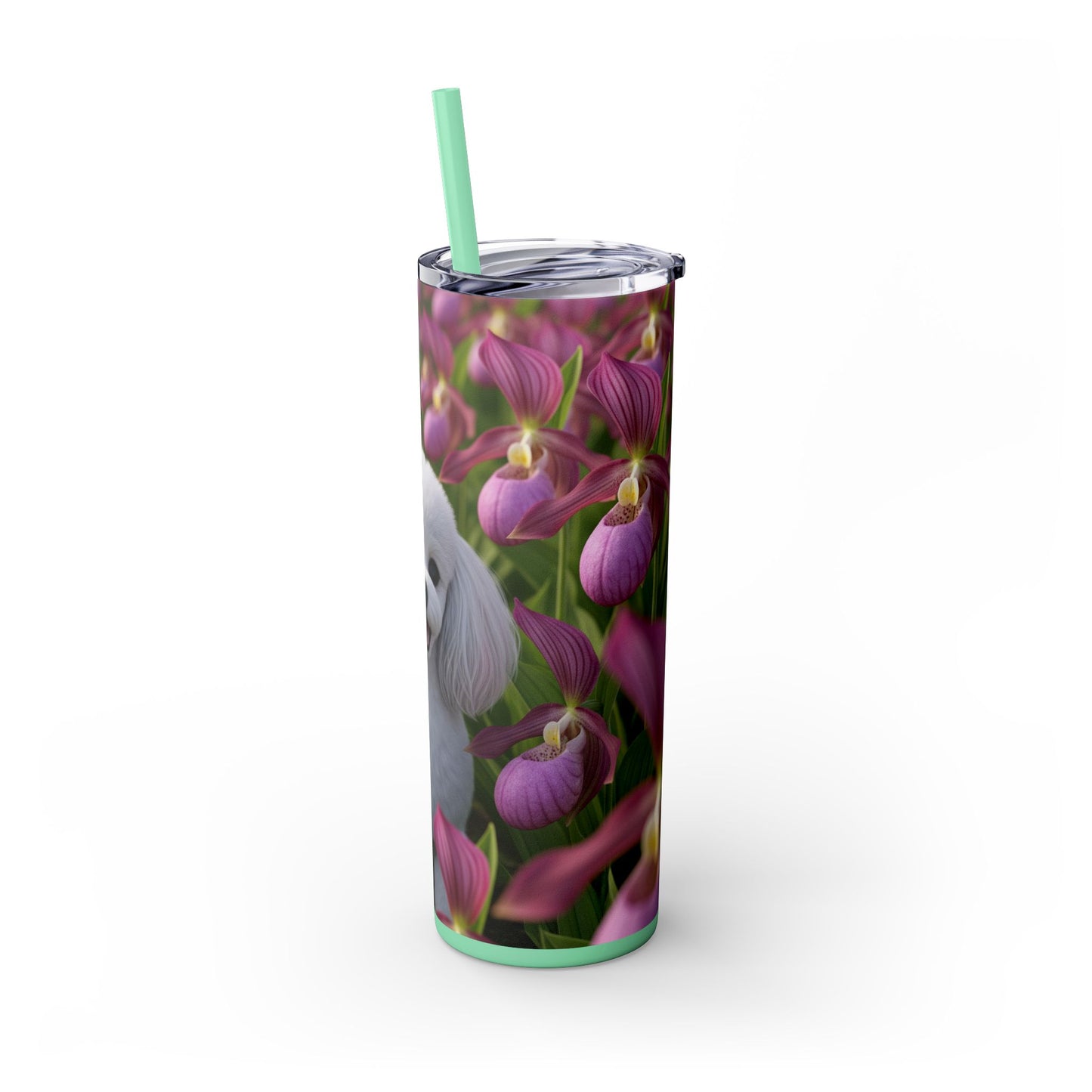 Toy Poodle Skinny Tumbler with Straw, 20oz