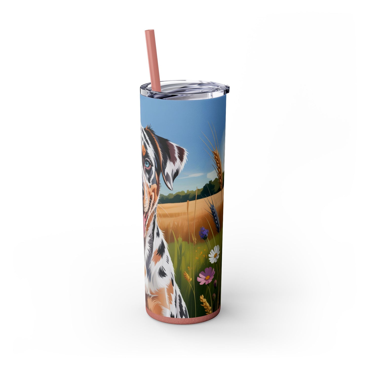 Catahoula Leopard Dog Skinny Tumbler with Straw, 20oz