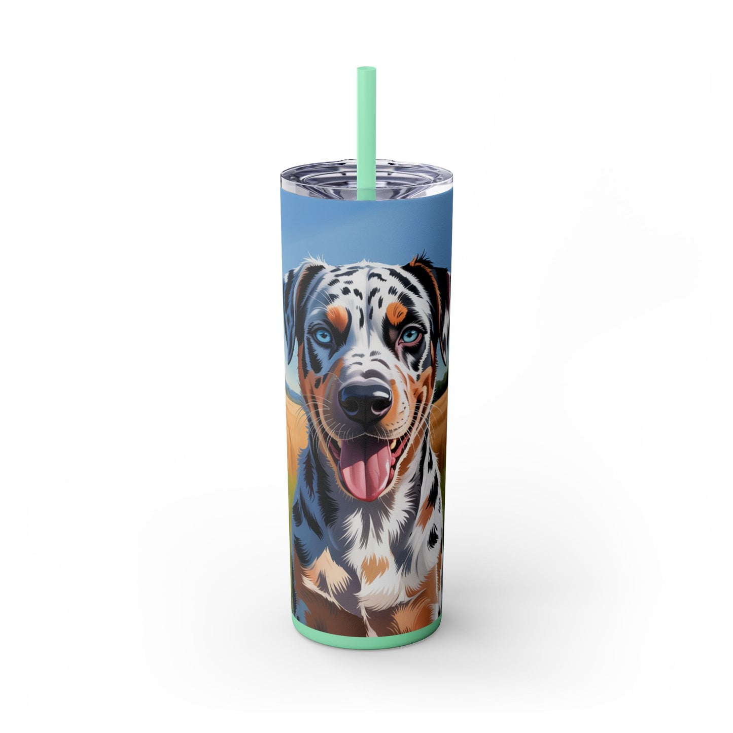 Catahoula Leopard Dog Skinny Tumbler with Straw, 20oz