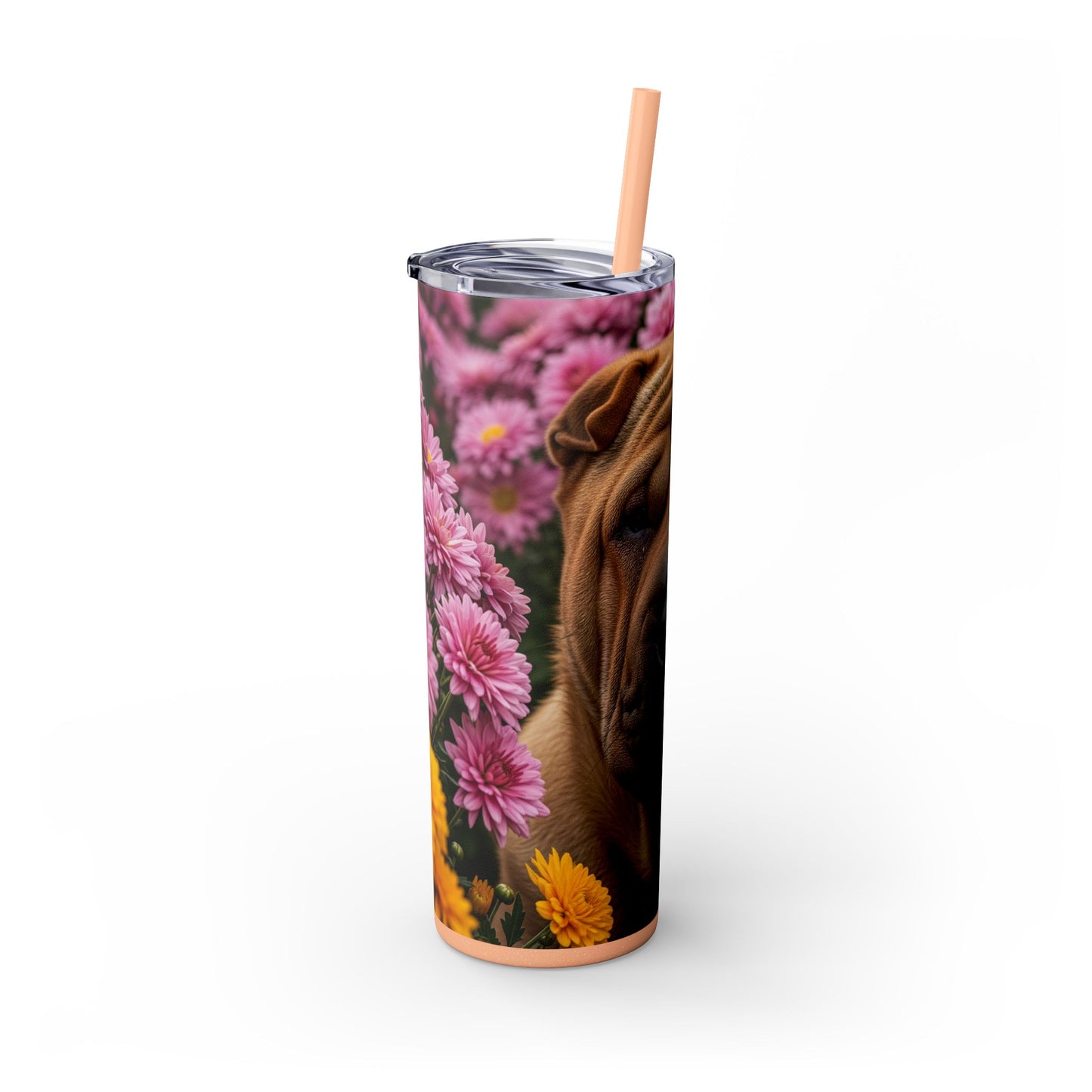 Shar-Pei Skinny Tumbler with Straw, 20oz