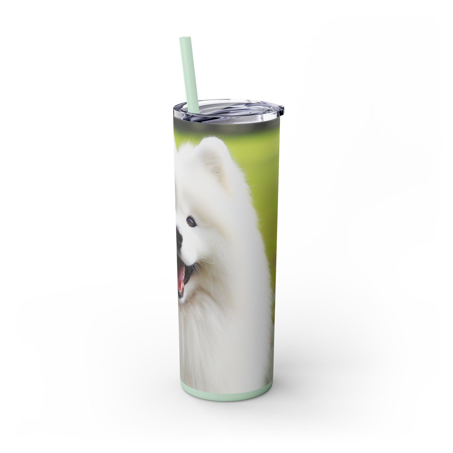 Samoyed Skinny Tumbler with Straw, 20oz