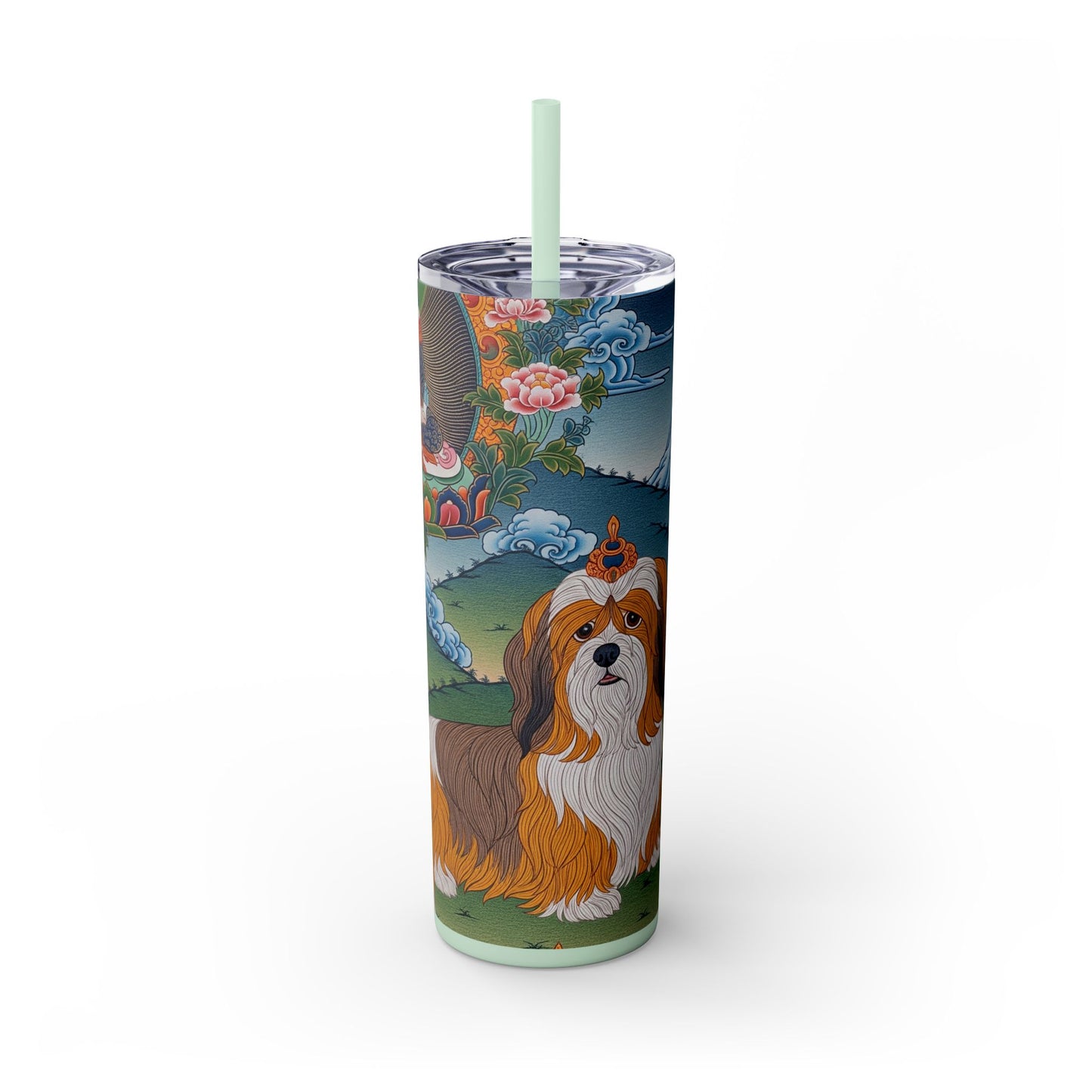 Lhasa Apso Skinny Tumbler with Straw, 20oz