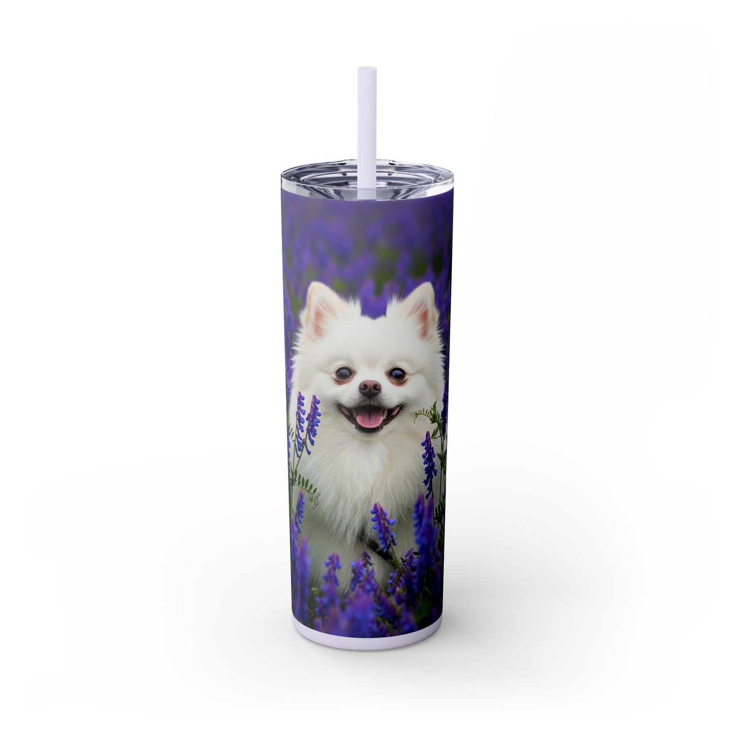 Pomeranian Skinny Tumbler with Straw, 20oz