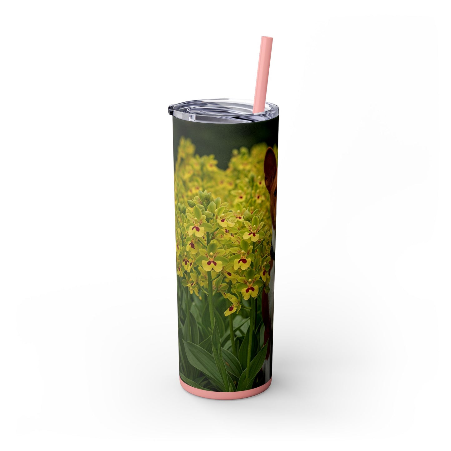Basenji Skinny Tumbler with Straw, 20oz
