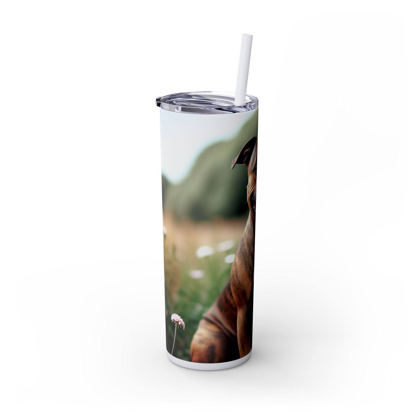 Staffordshire Bull Terrier Skinny Tumbler with Straw, 20oz