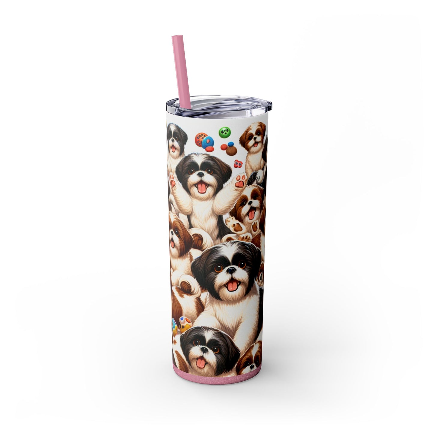 Shih Tzu Skinny Tumbler with Straw, 20oz
