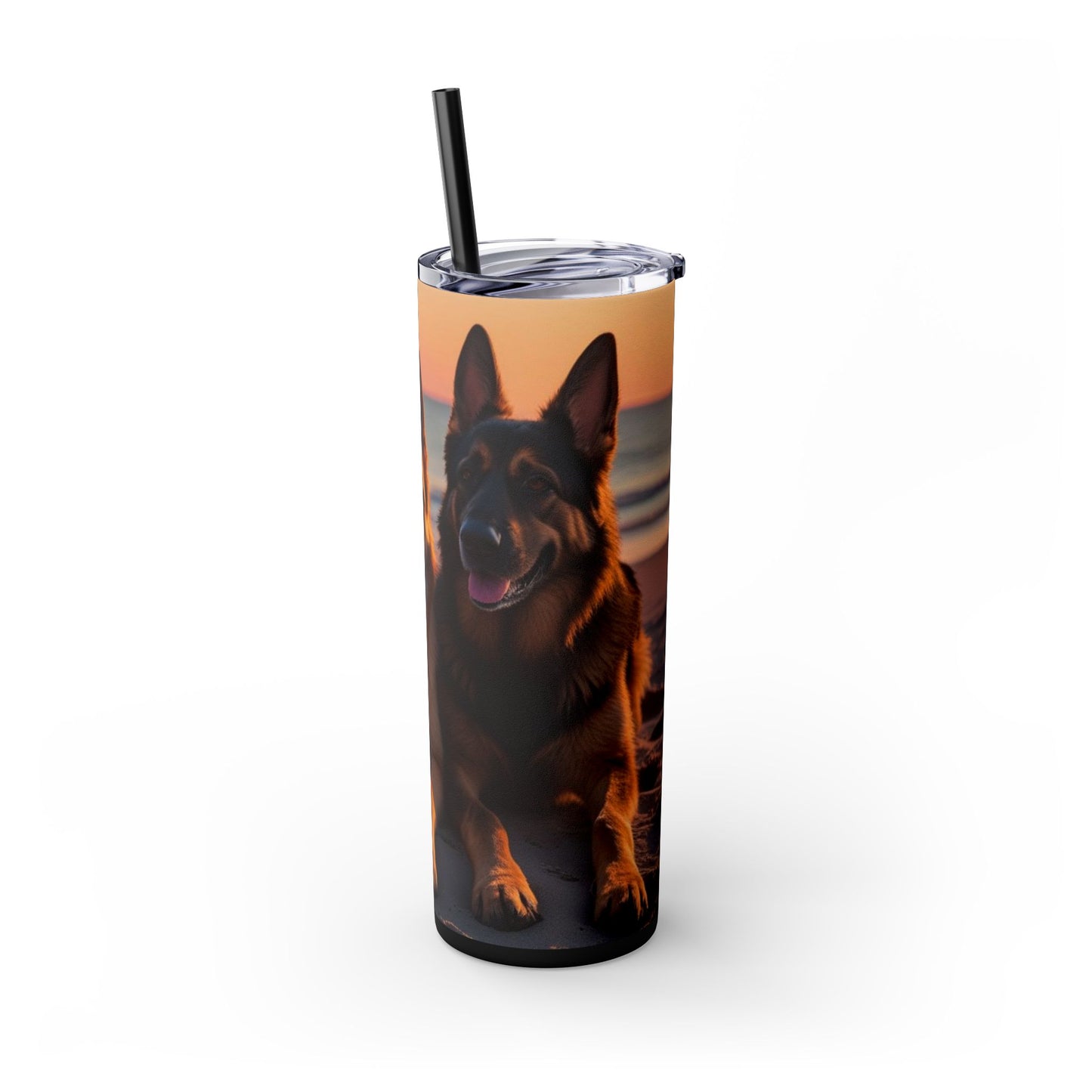 German Shepherd Love Skinny Tumbler with Straw, 20oz