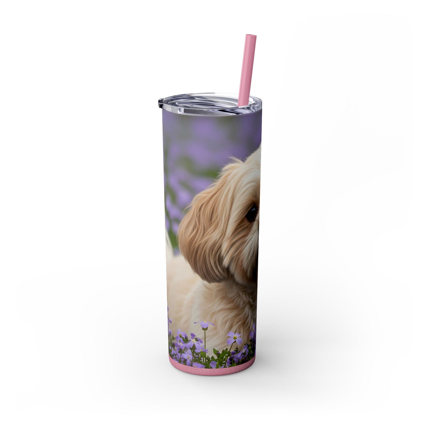 Shih-poo Skinny Tumbler with Straw, 20oz