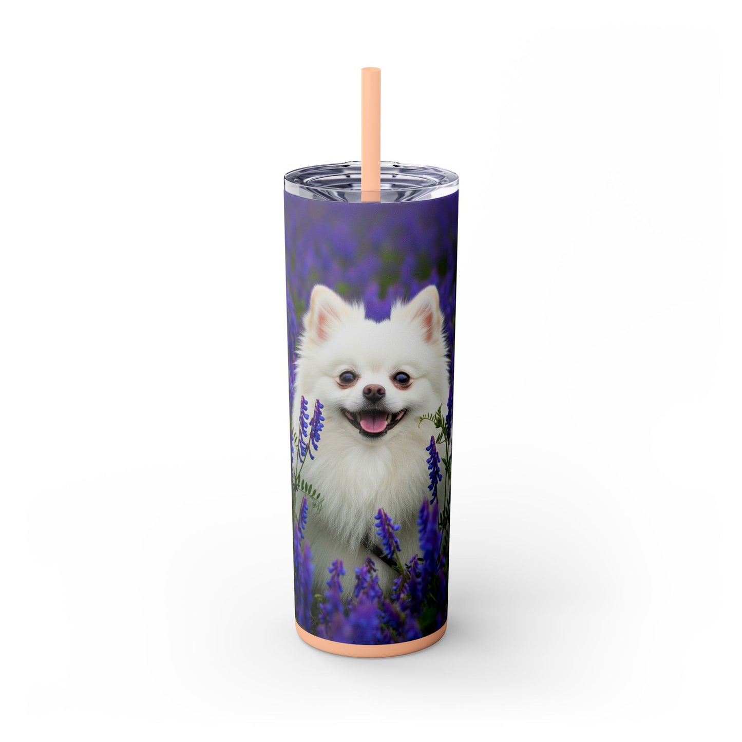 Pomeranian Skinny Tumbler with Straw, 20oz