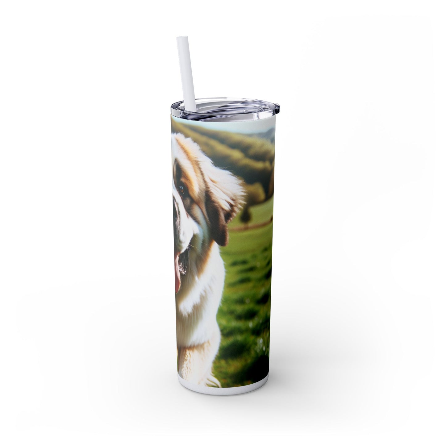 Pyrenean Mastiff Skinny Tumbler with Straw, 20oz