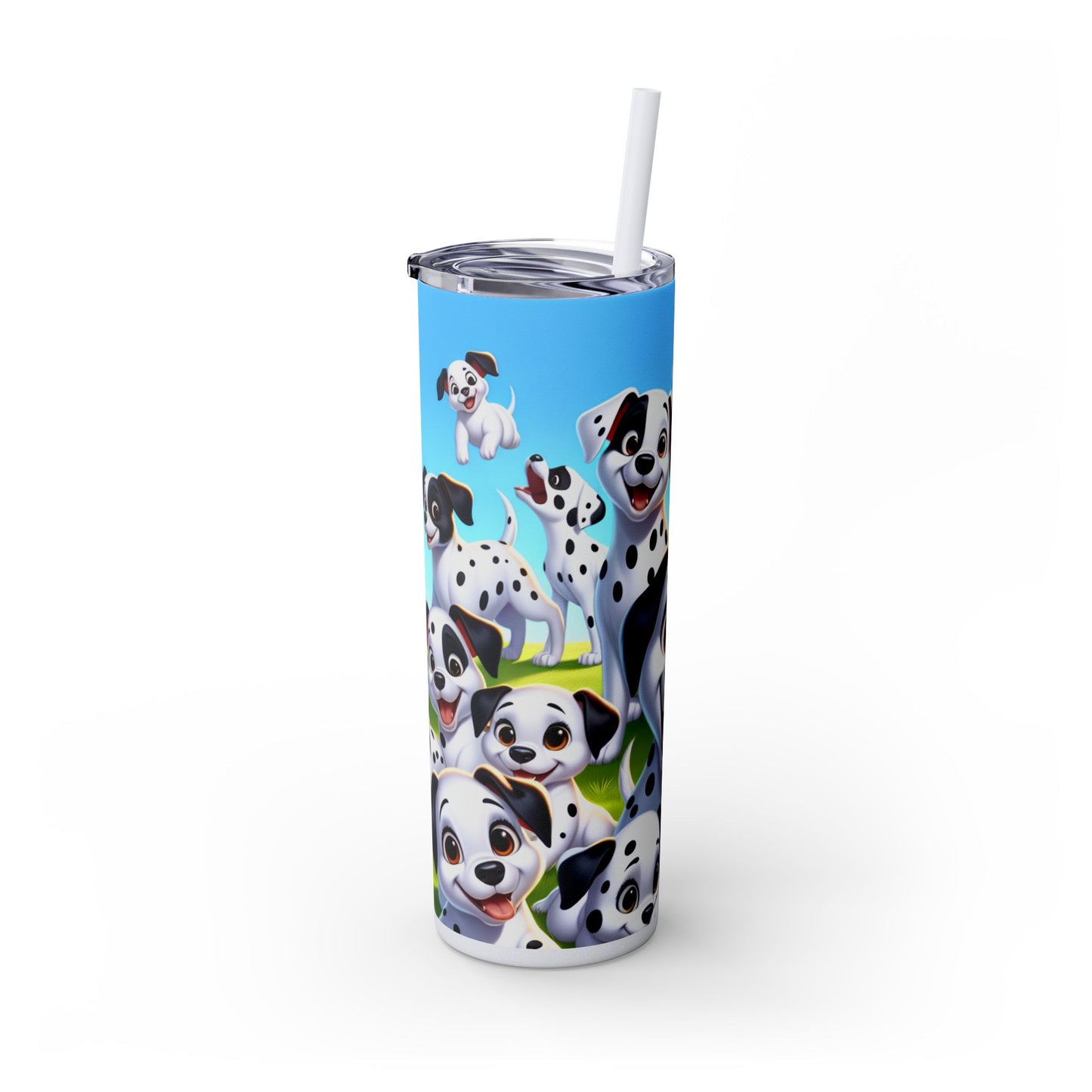 Dalmatian Skinny Tumbler with Straw, 20oz