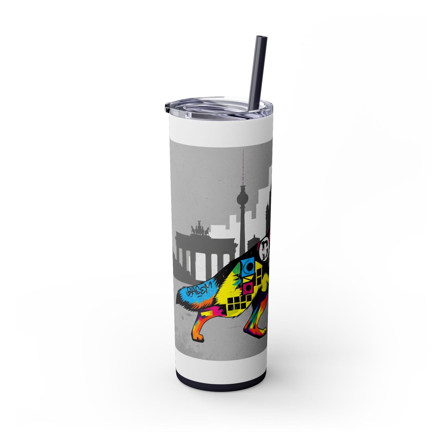 German Shepherd Skinny Tumbler with Straw, 20oz