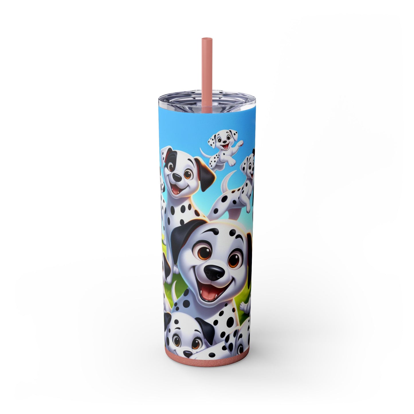 Dalmatian Skinny Tumbler with Straw, 20oz