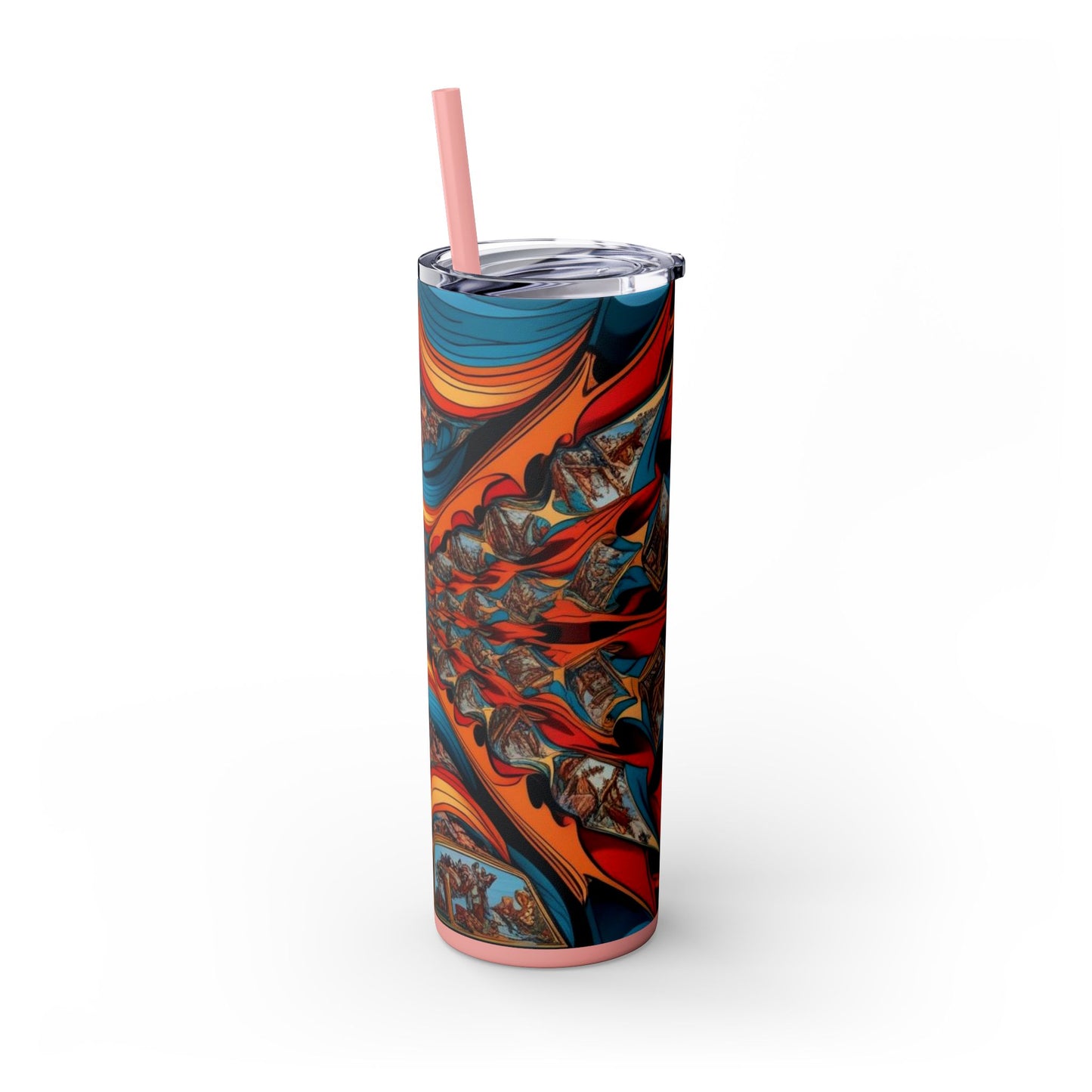 Optical Illusion Skinny Tumbler with Straw, 20oz