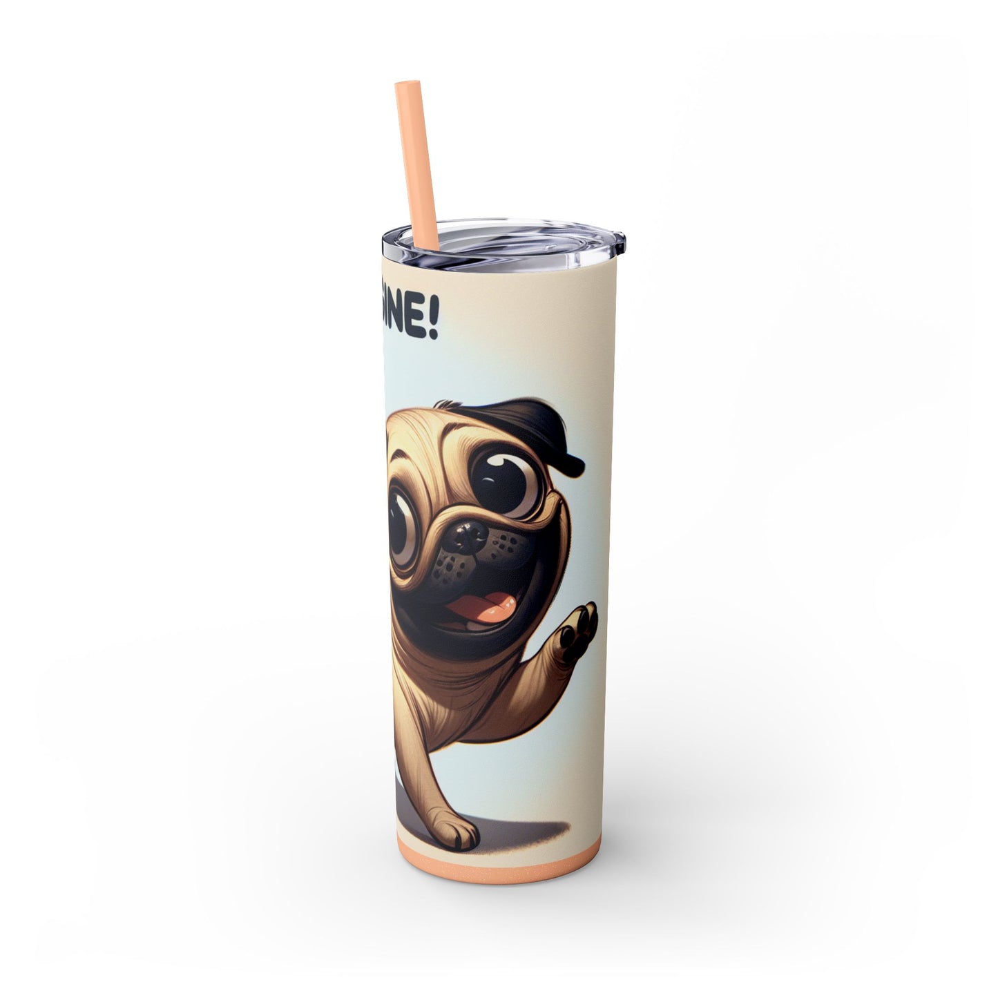 Pug Skinny Tumbler with Straw, 20oz