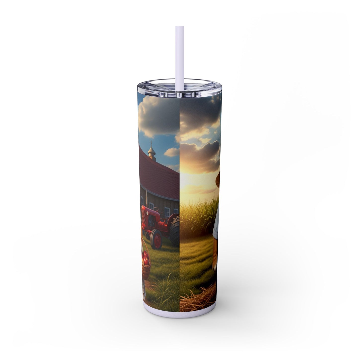 Bulldog Skinny Tumbler with Straw, 20oz