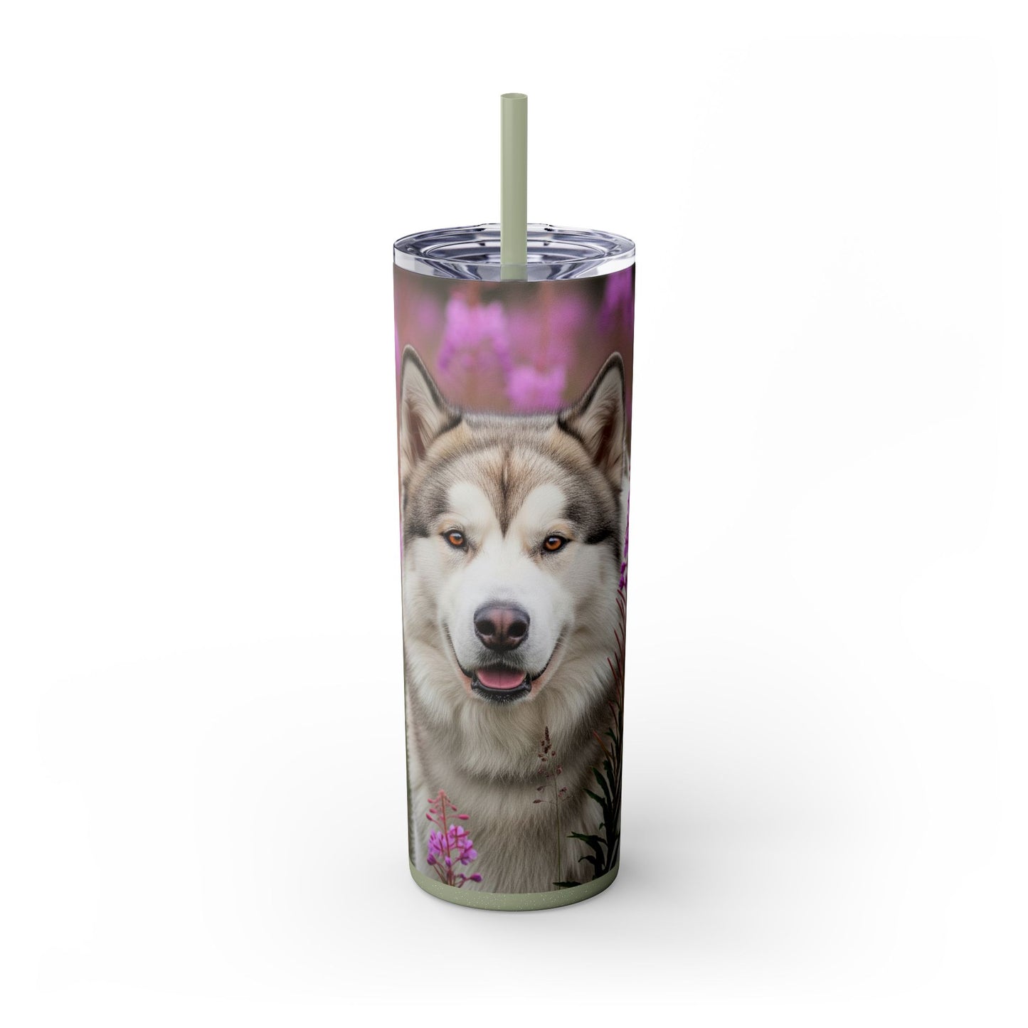 Alaskan Malamute Skinny Tumbler with Straw, 20oz