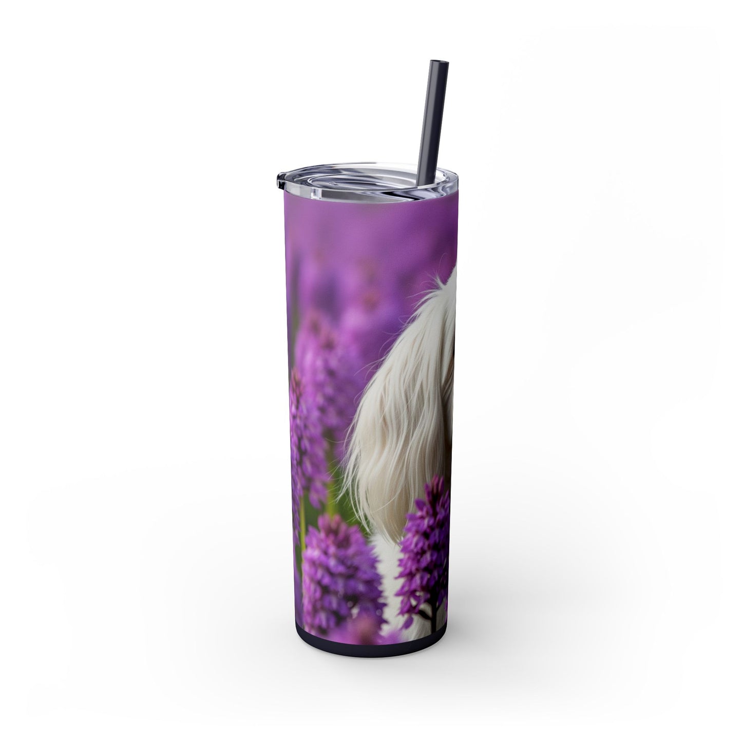 Maltese Skinny Tumbler with Straw, 20oz