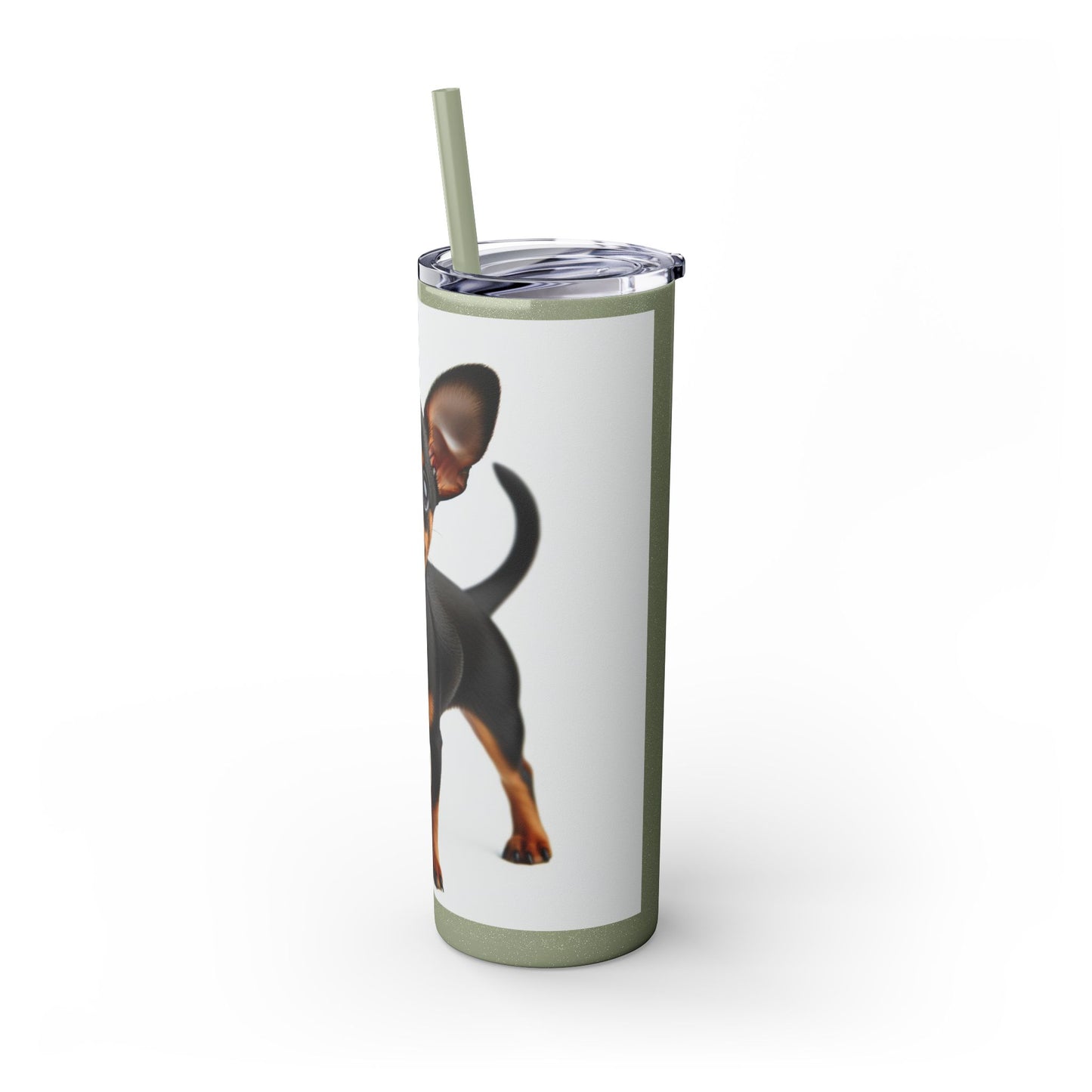 Miniature Pinscher Skinny Tumbler with Straw, 20oz