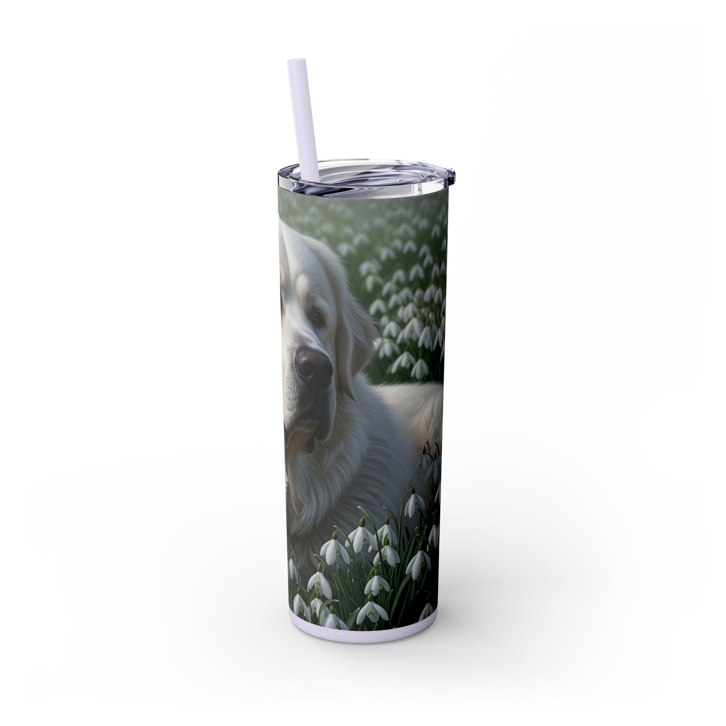 Pyrenean Mastiff Skinny Tumbler with Straw, 20oz