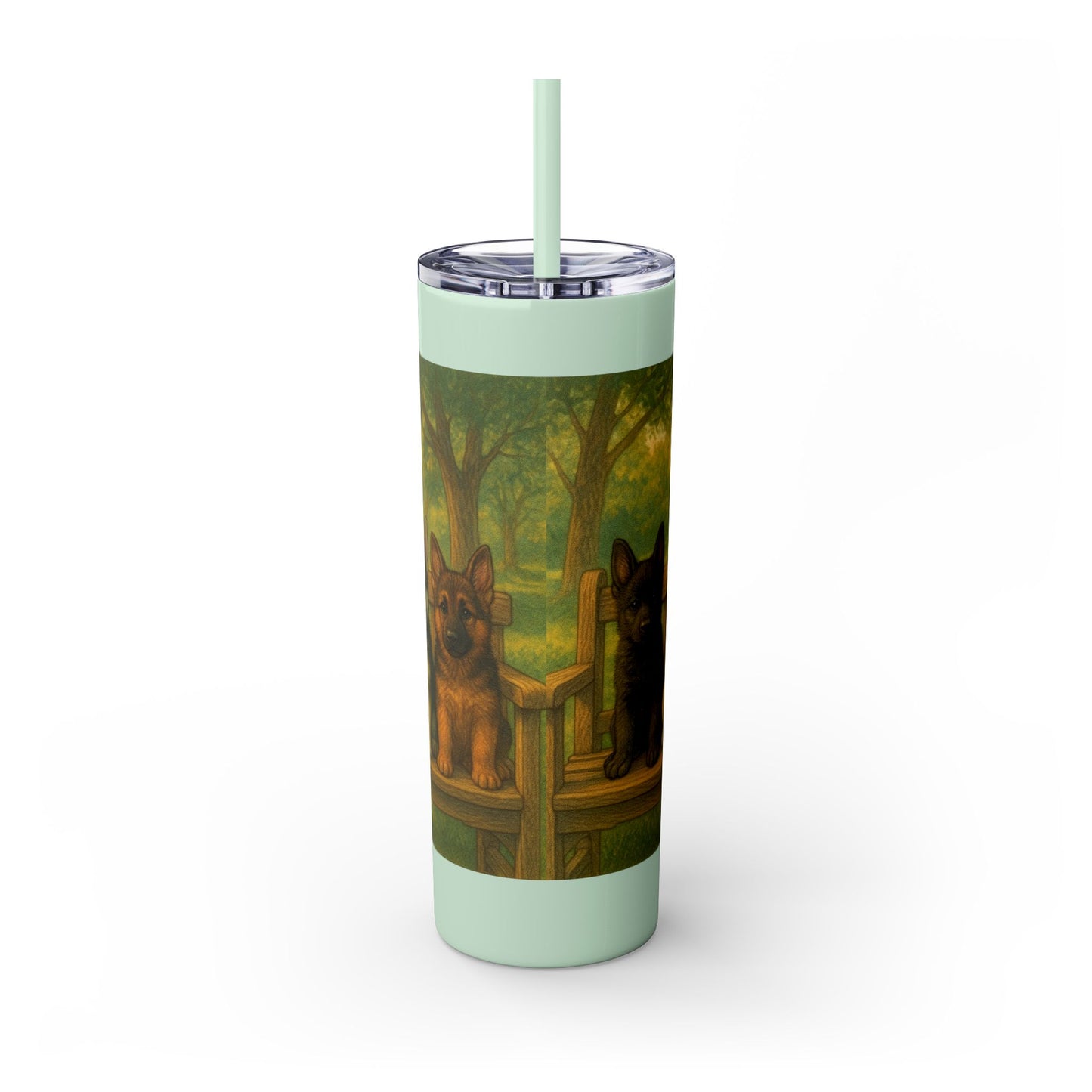 German Shepherd puppies Tumbler with Straw, 20oz