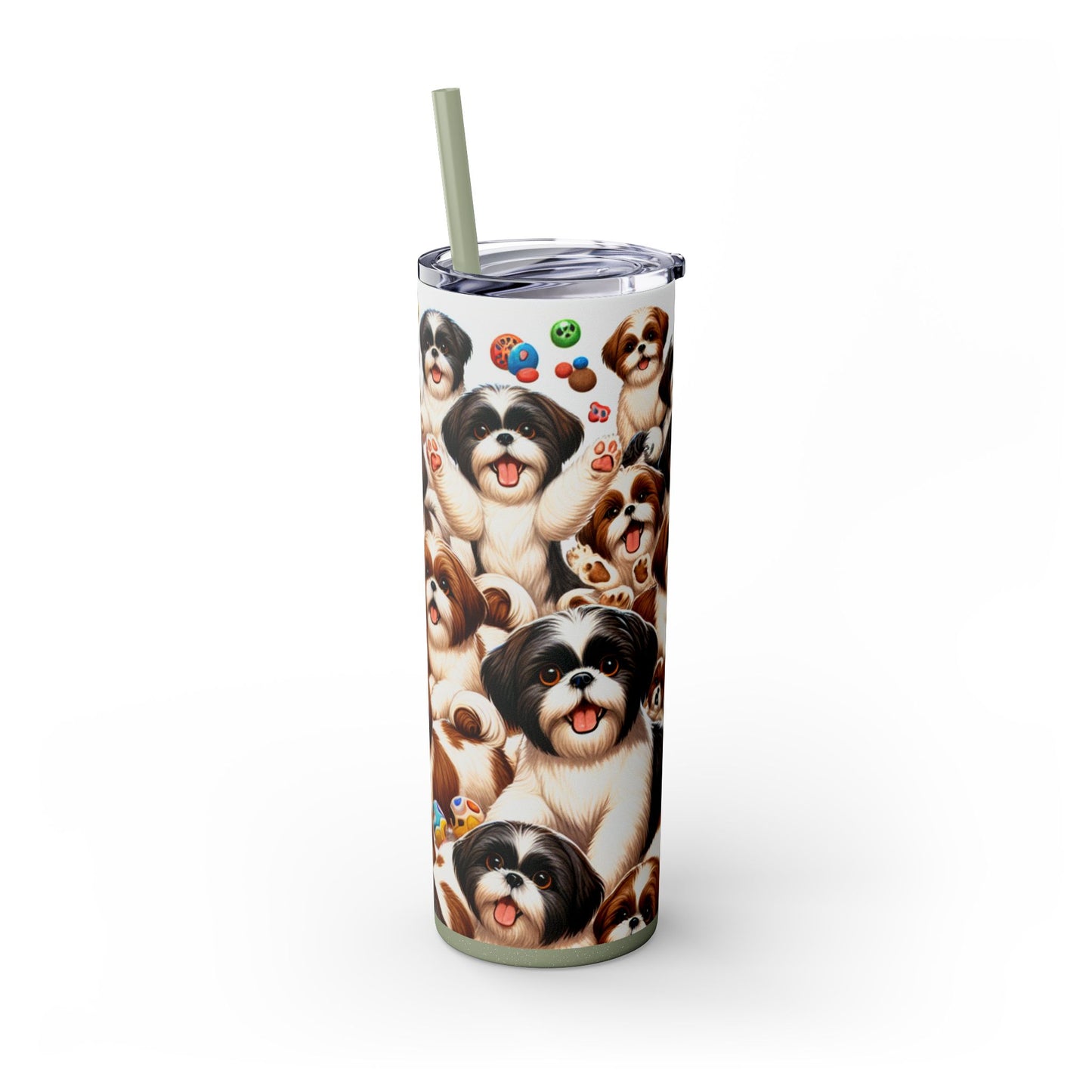 Shih Tzu Skinny Tumbler with Straw, 20oz