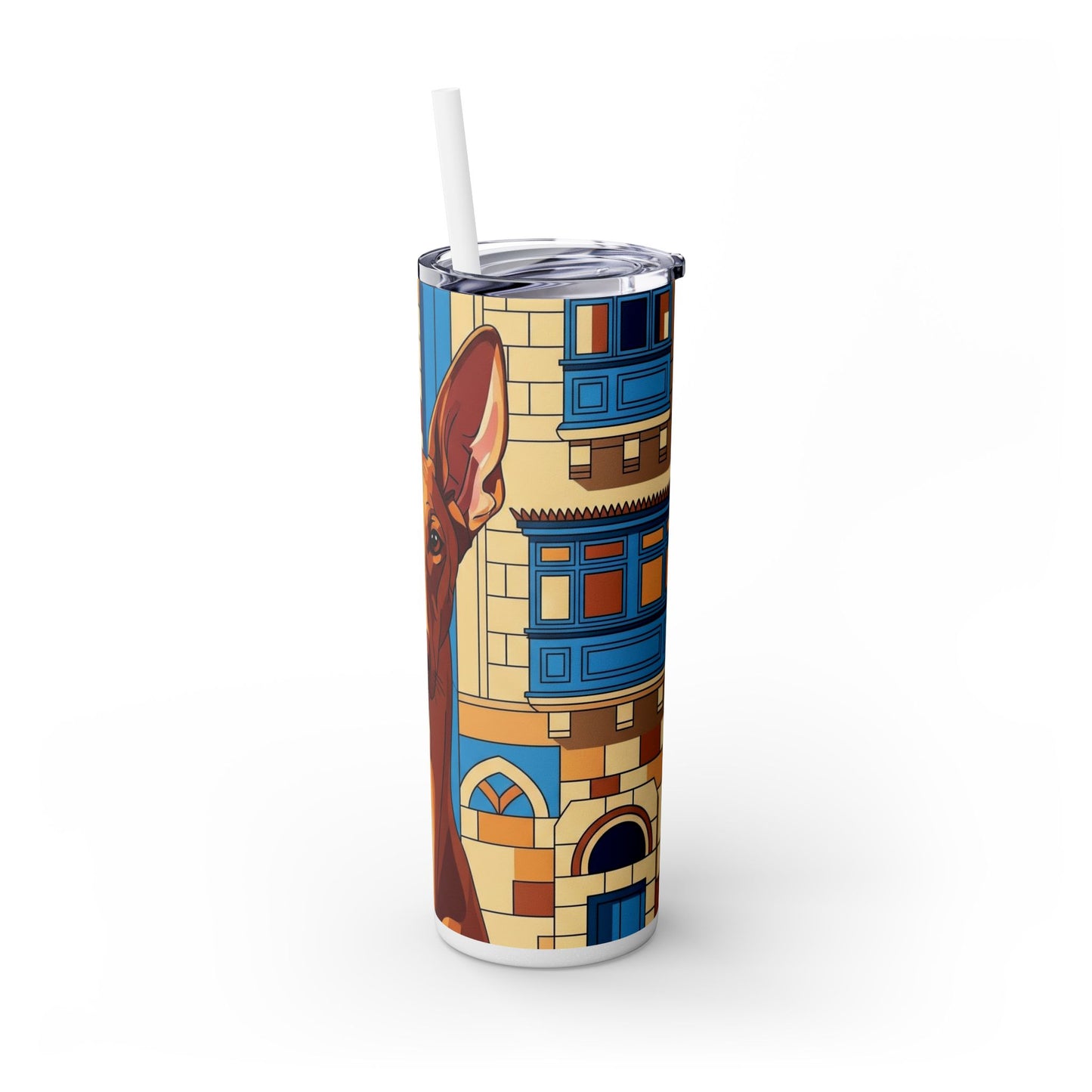 Pharaoh Hound Skinny Tumbler with Straw, 20oz