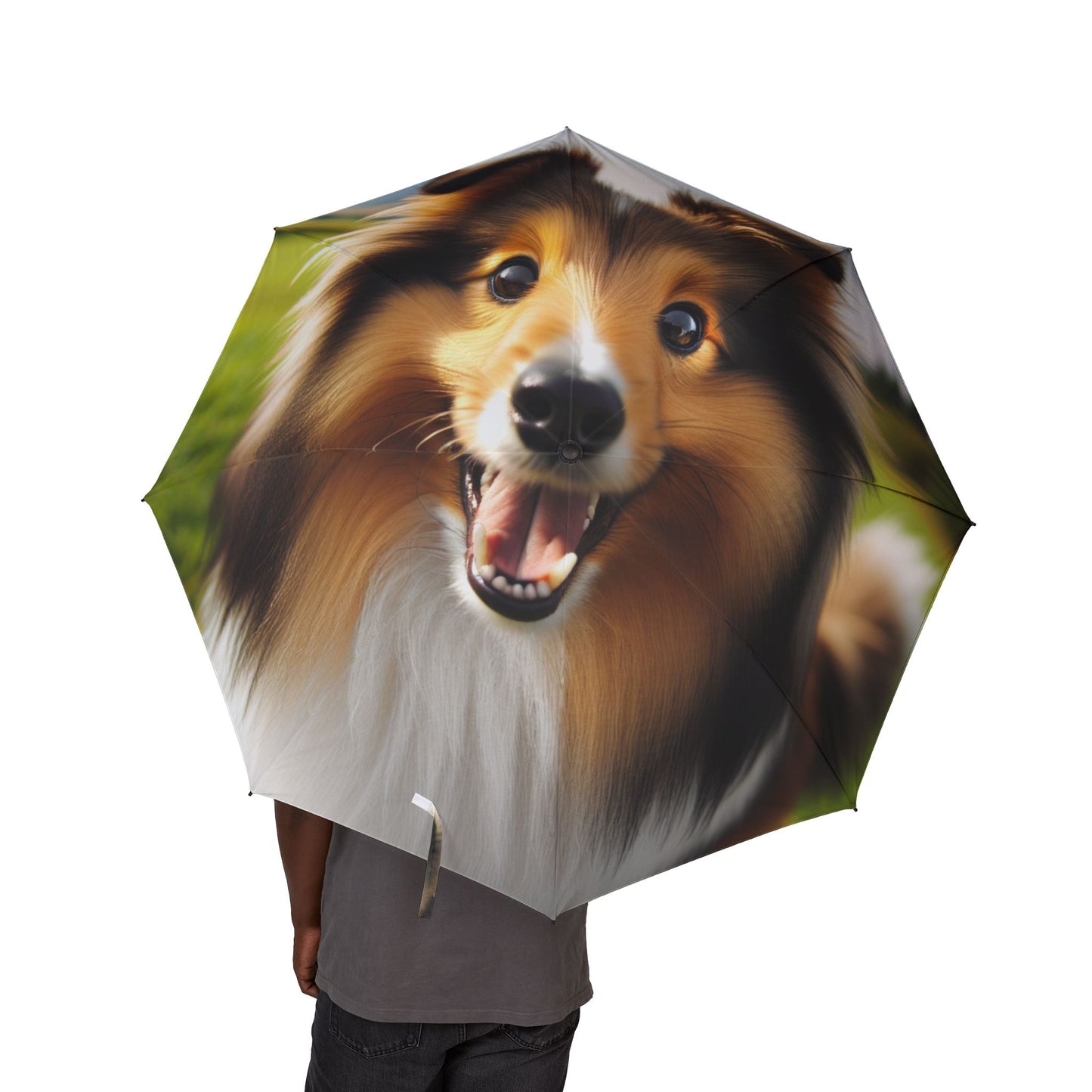Shetland Sheepdog Semi-Automatic Foldable Umbrella