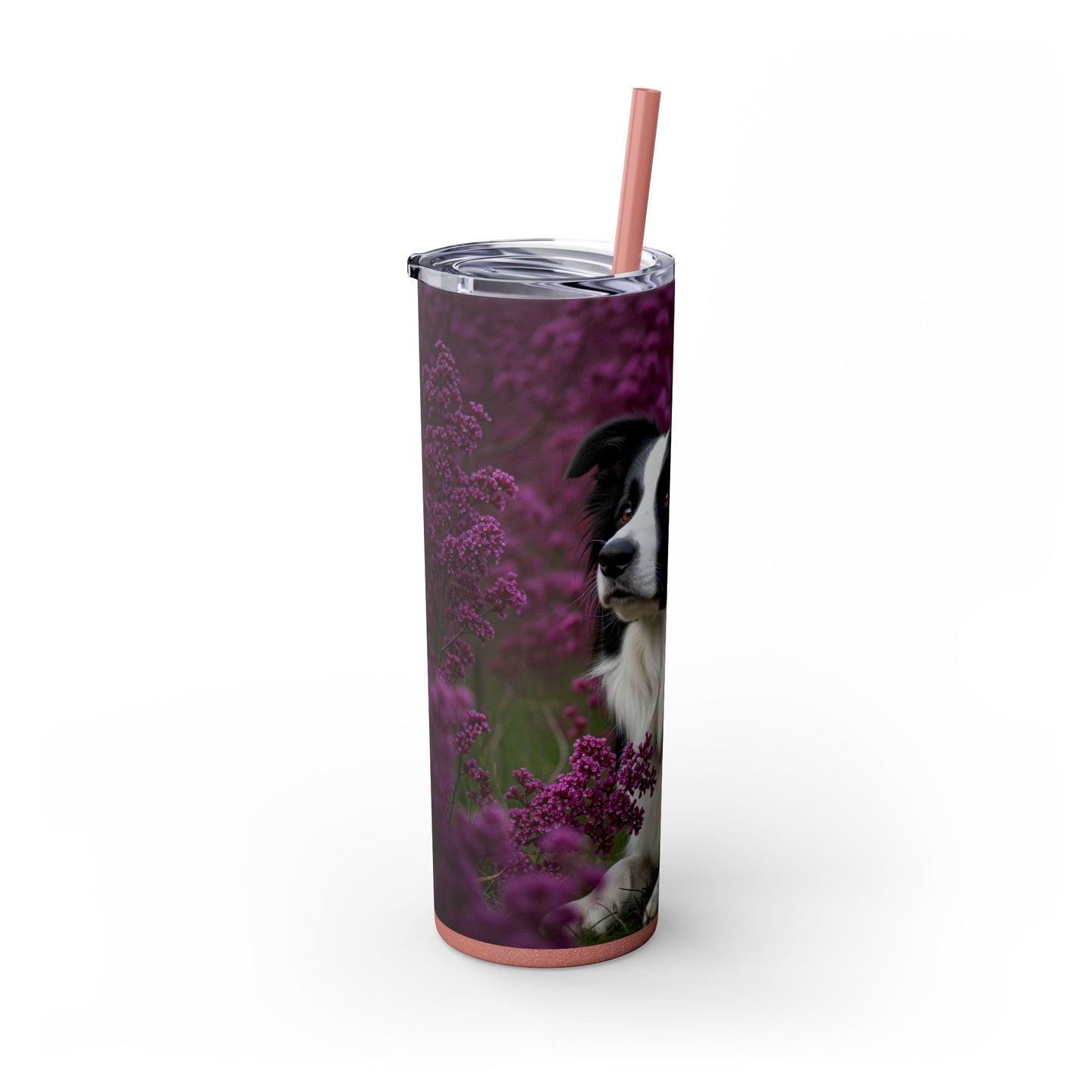 Border Collie Skinny Tumbler with Straw, 20oz