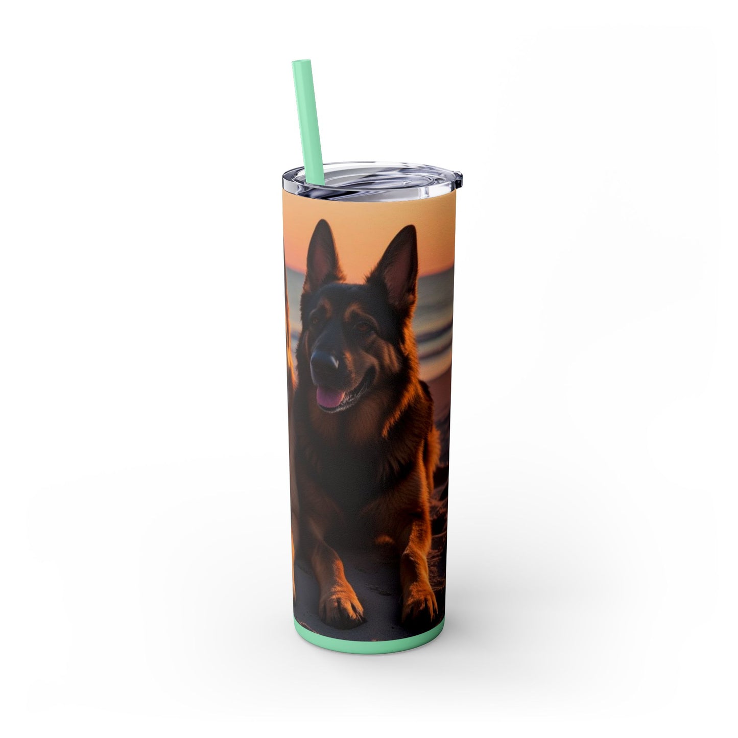 German Shepherd Love Skinny Tumbler with Straw, 20oz