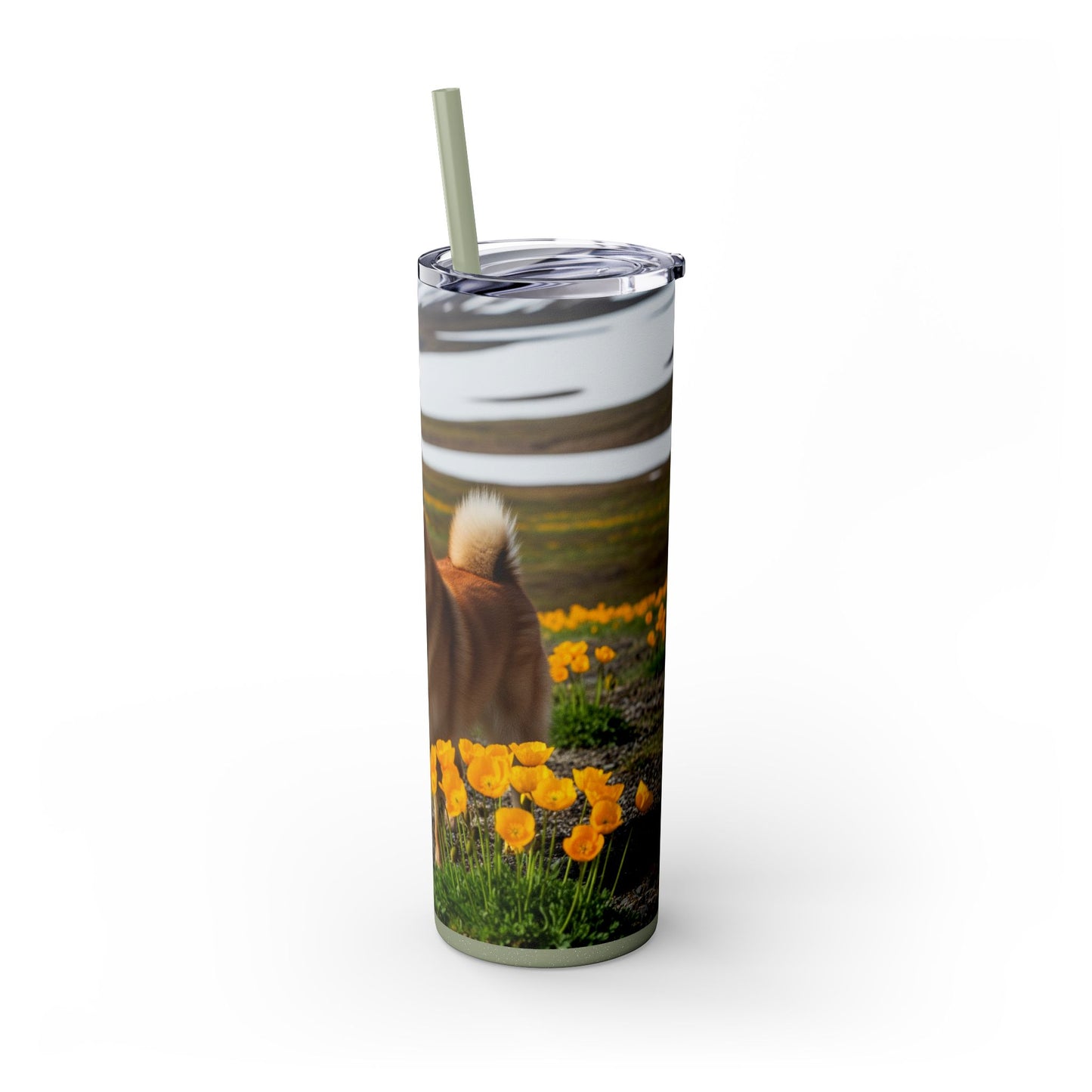 Norwegian Buhund Skinny Tumbler with Straw, 20oz