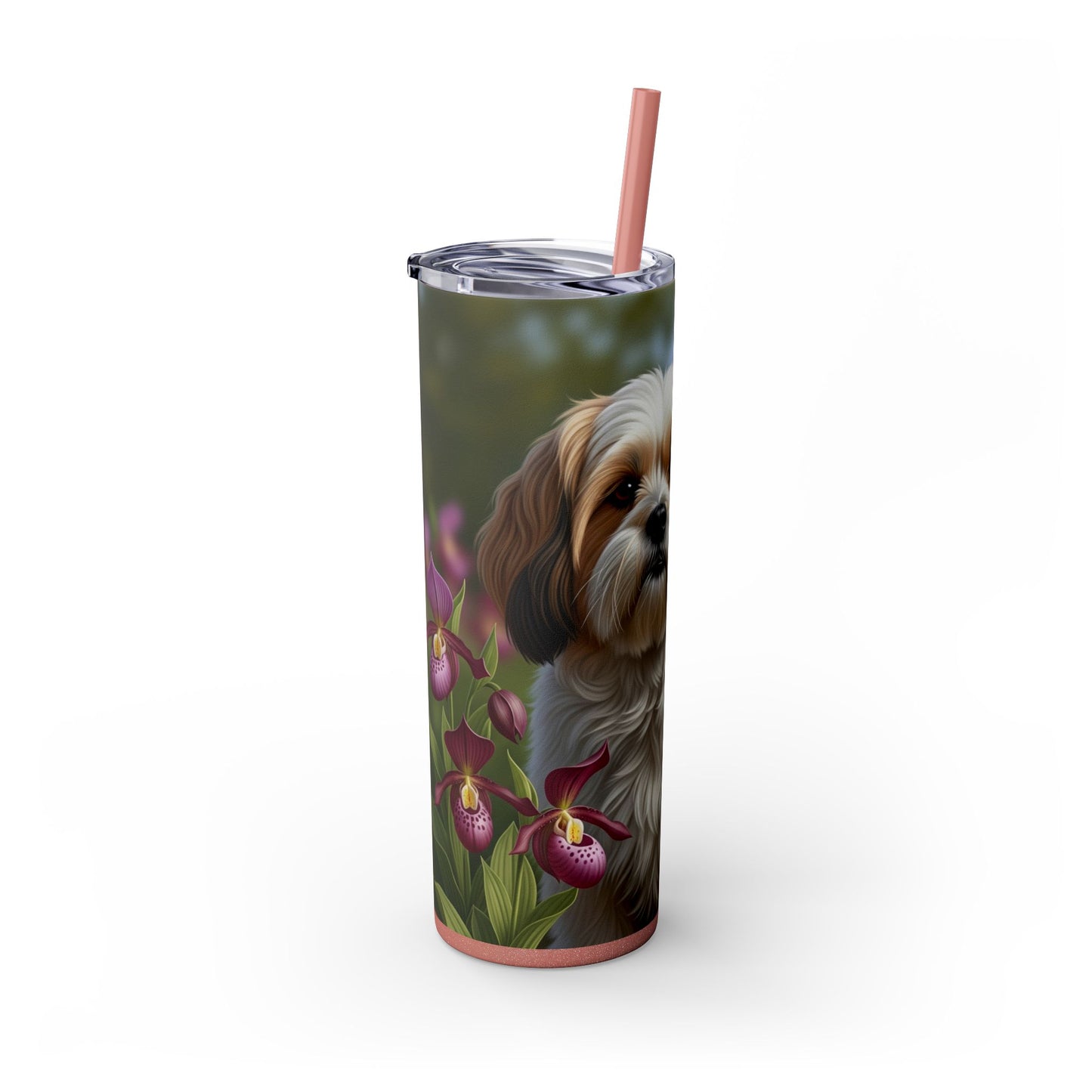 Lhasa Apso Skinny Tumbler with Straw, 20oz
