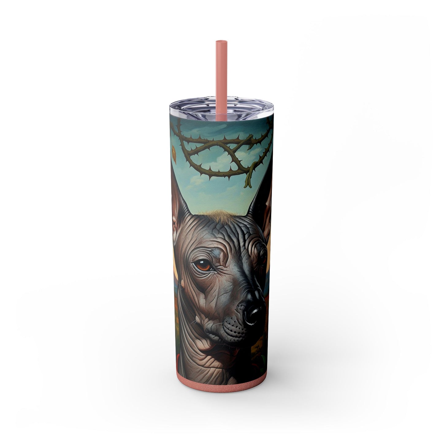 Xoloitzcuintli Skinny Tumbler with Straw, 20oz