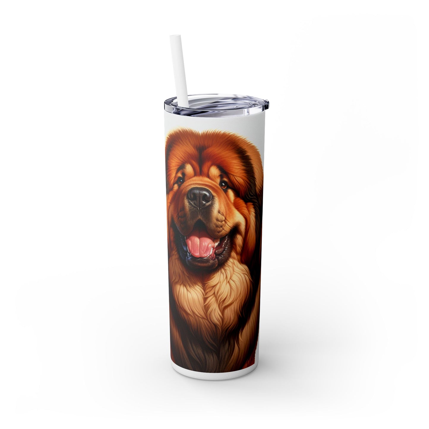 Tibetan Mastiff Skinny Tumbler with Straw, 20oz