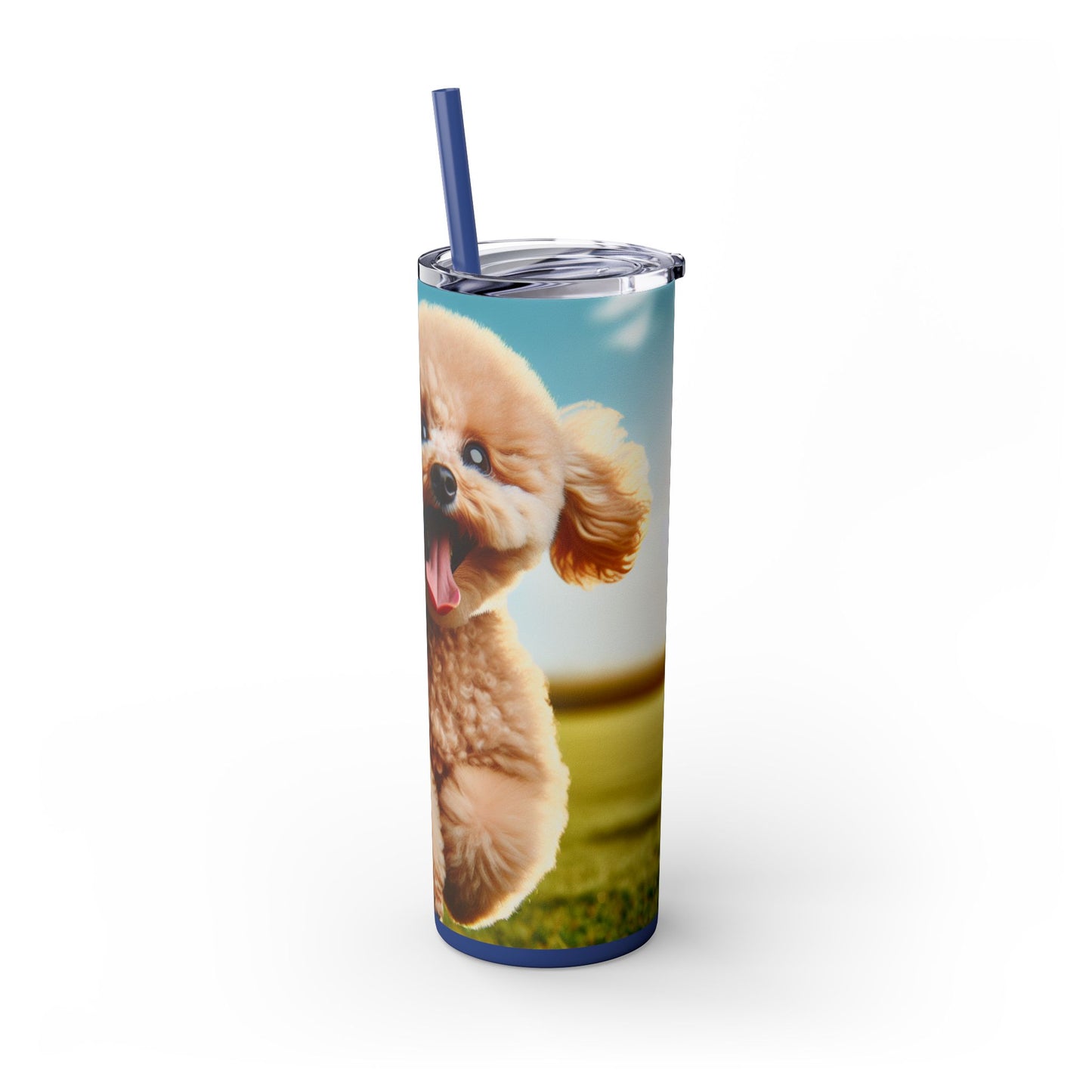 Toy Poodle Skinny Tumbler with Straw, 20oz