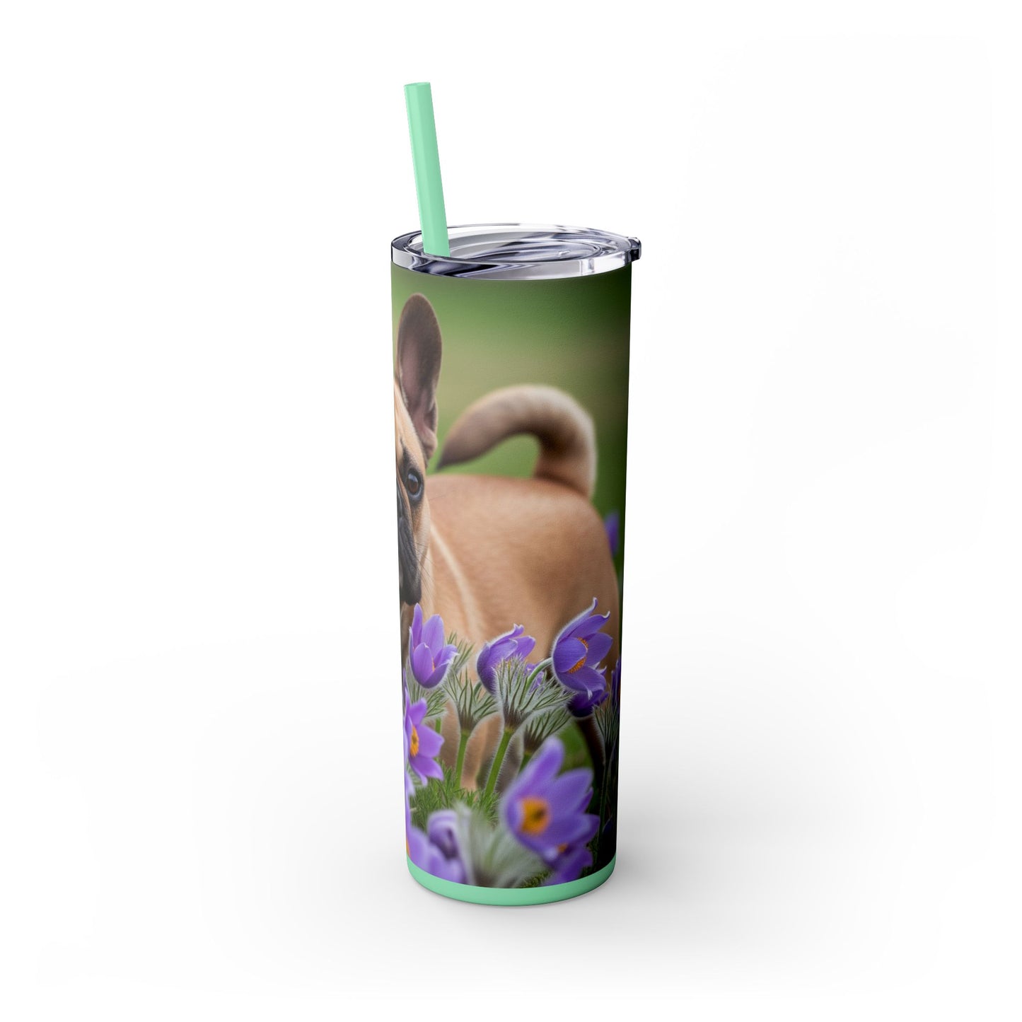 French Bulldog Skinny Tumbler with Straw, 20oz