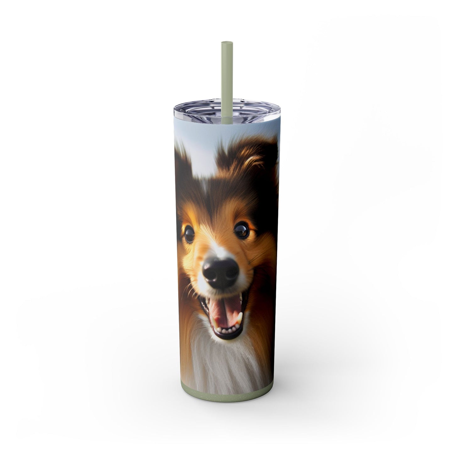 Shetland Sheepdog Skinny Tumbler with Straw, 20oz