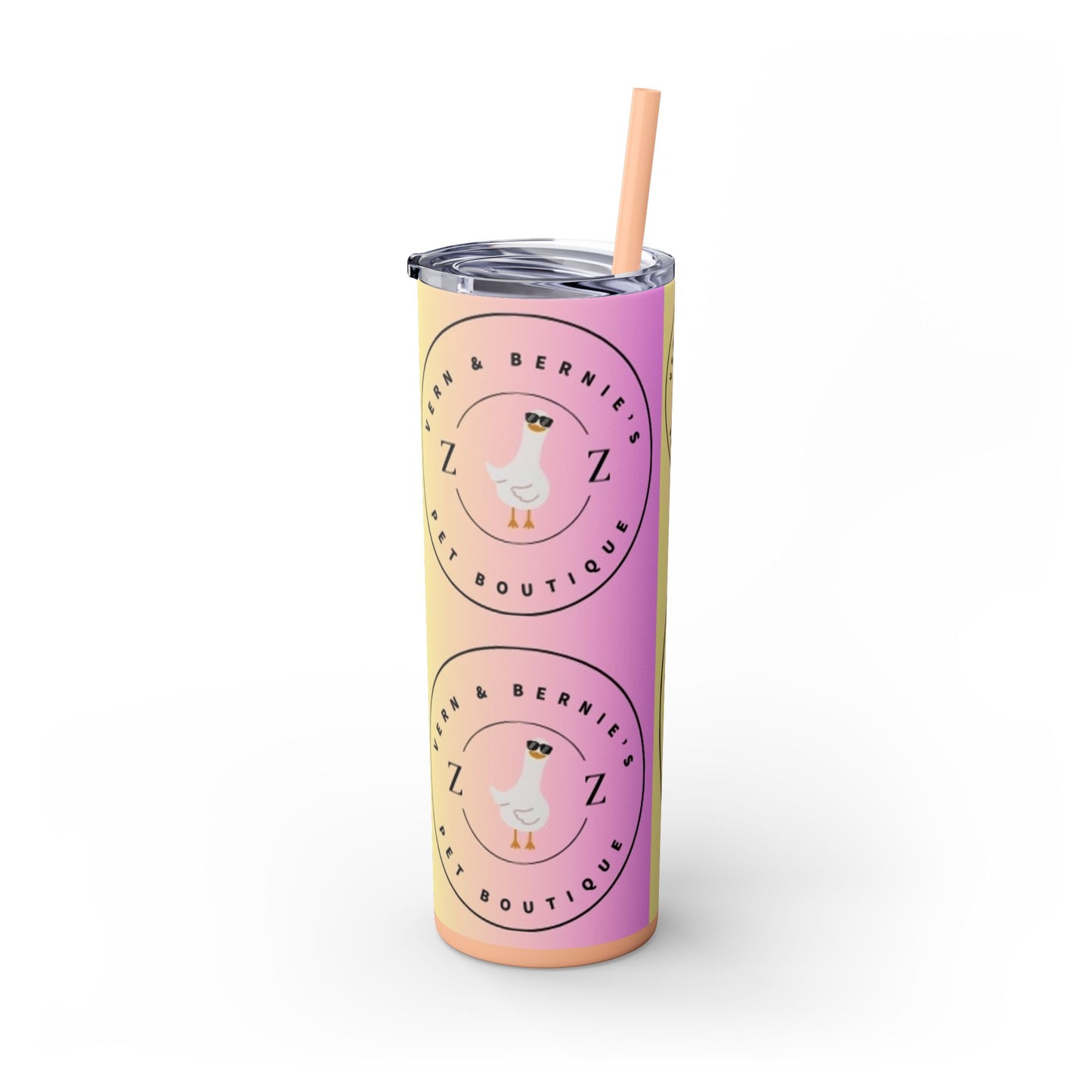 Vern and Bernie's Skinny Tumbler with Straw, 20oz