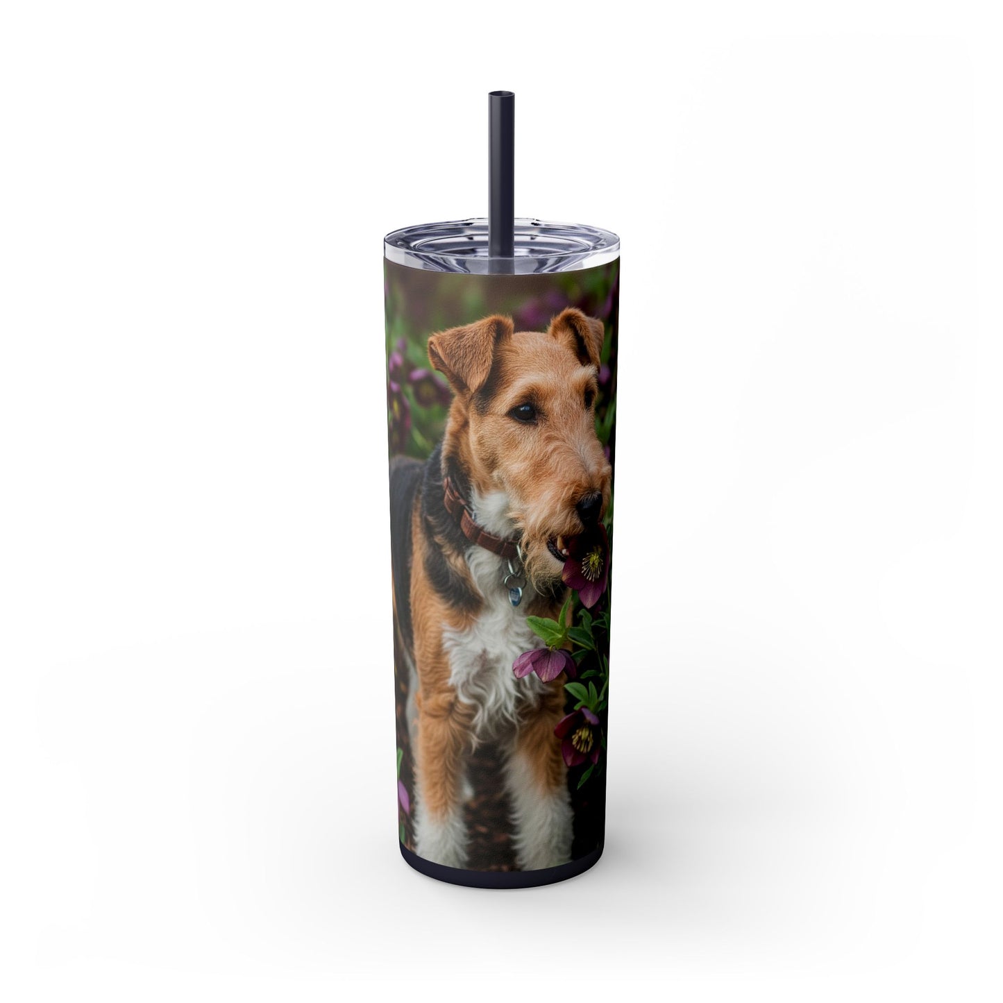 Wire Fox Terrier Skinny Tumbler with Straw, 20oz