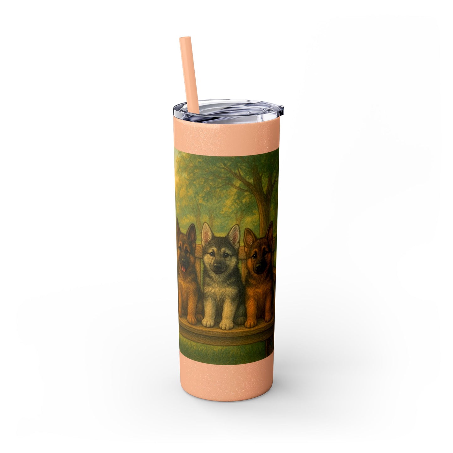 German Shepherd puppies Tumbler with Straw, 20oz