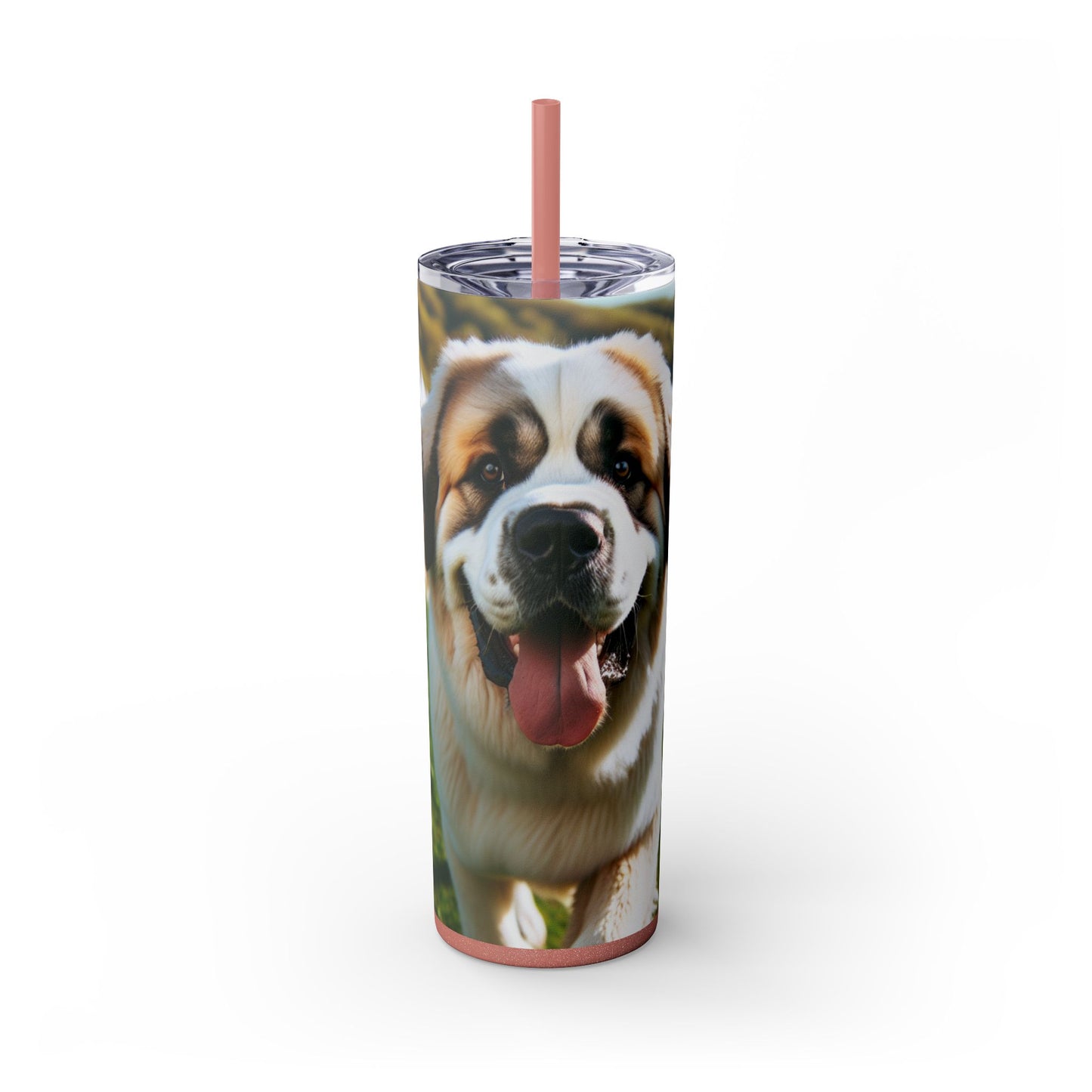 Pyrenean Mastiff Skinny Tumbler with Straw, 20oz