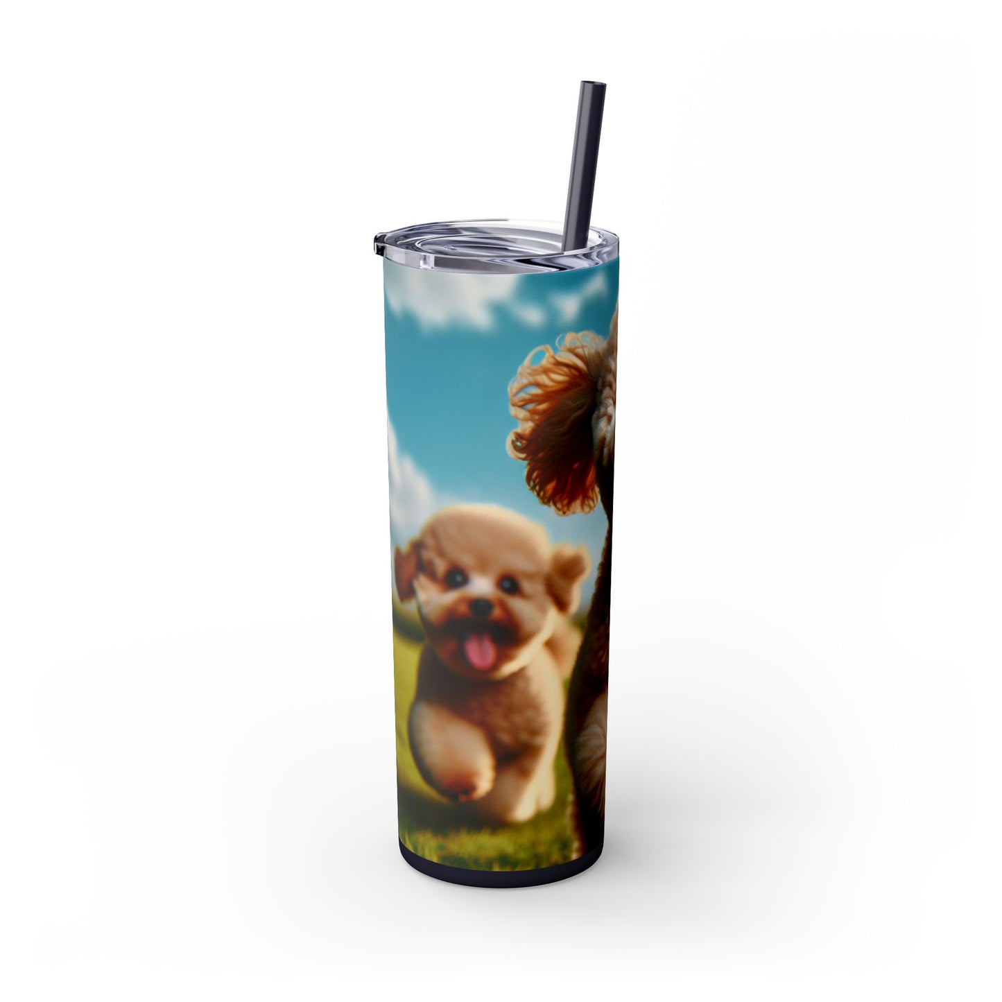 Toy Poodle Skinny Tumbler with Straw, 20oz